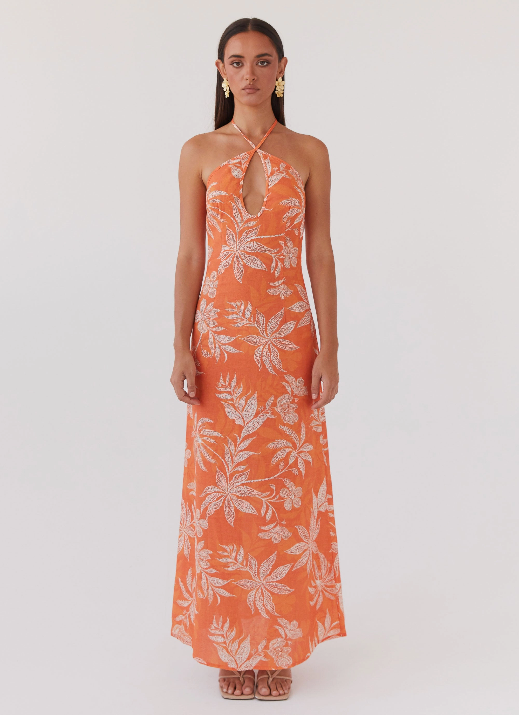 Keliegh Linen Maxi Dress - Tropic Sunset Calm Aesthetic
