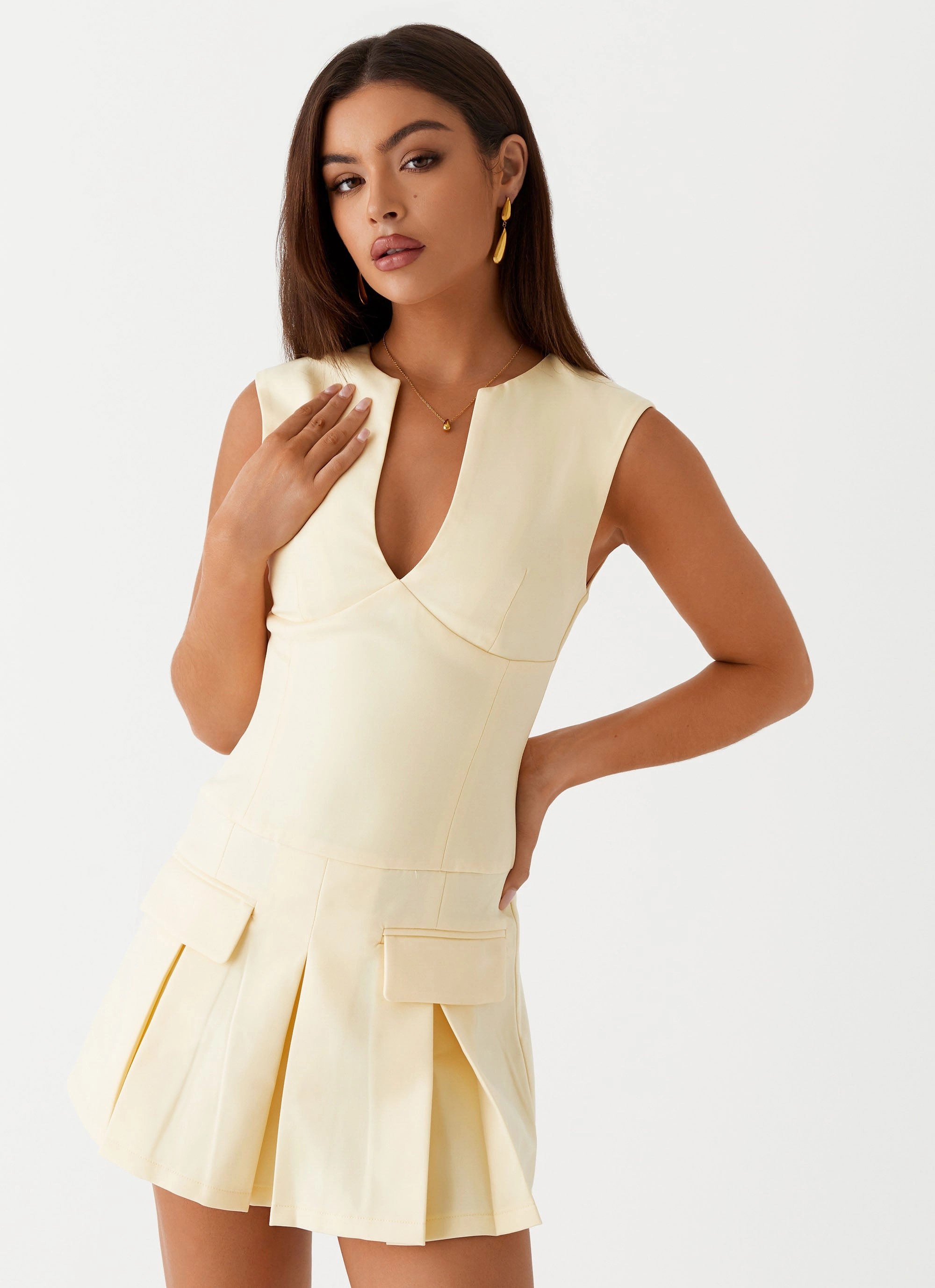 Minimal Motion Soft Composition Cassia Mini Dress - Yellow