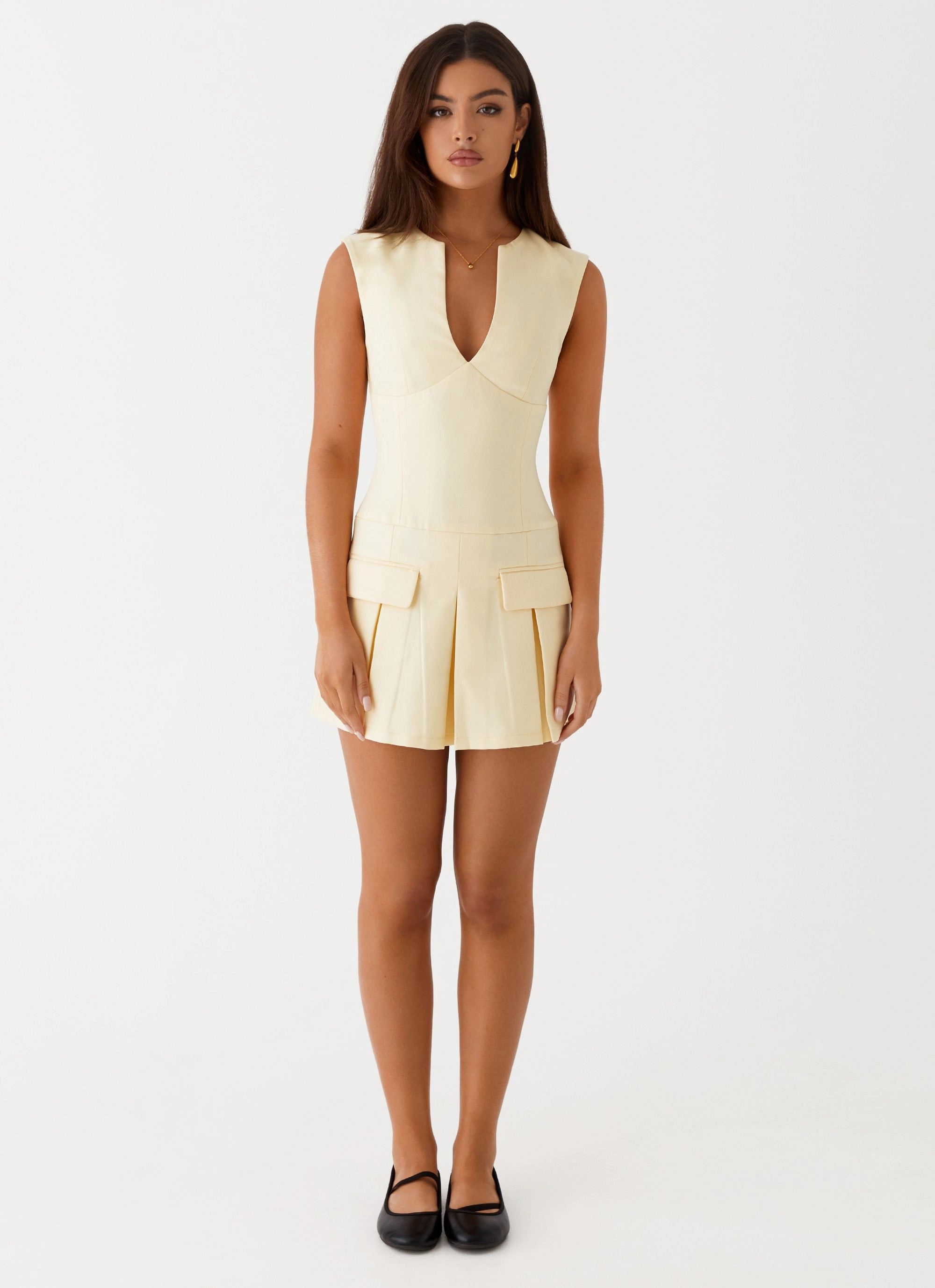 Cassia Mini Dress - Yellow Beach Walk Sophisticated Look