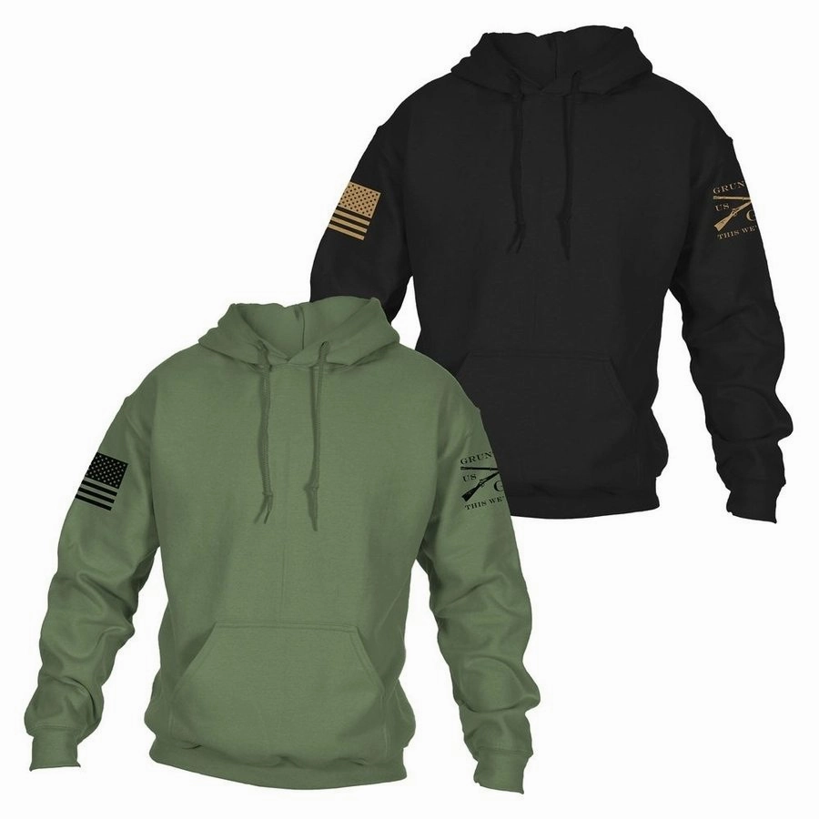 casual top Standard Issue Core Basic Hoodie 2 Pack - Black & Military Green