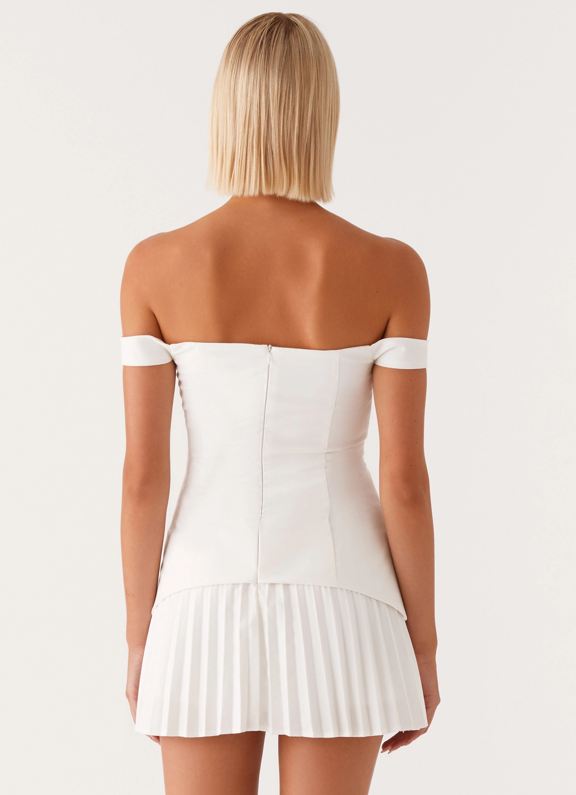 Twisted Skies Off Shoulder Mini Dress - Off White Editor??s-Pick AntiPillTreatment