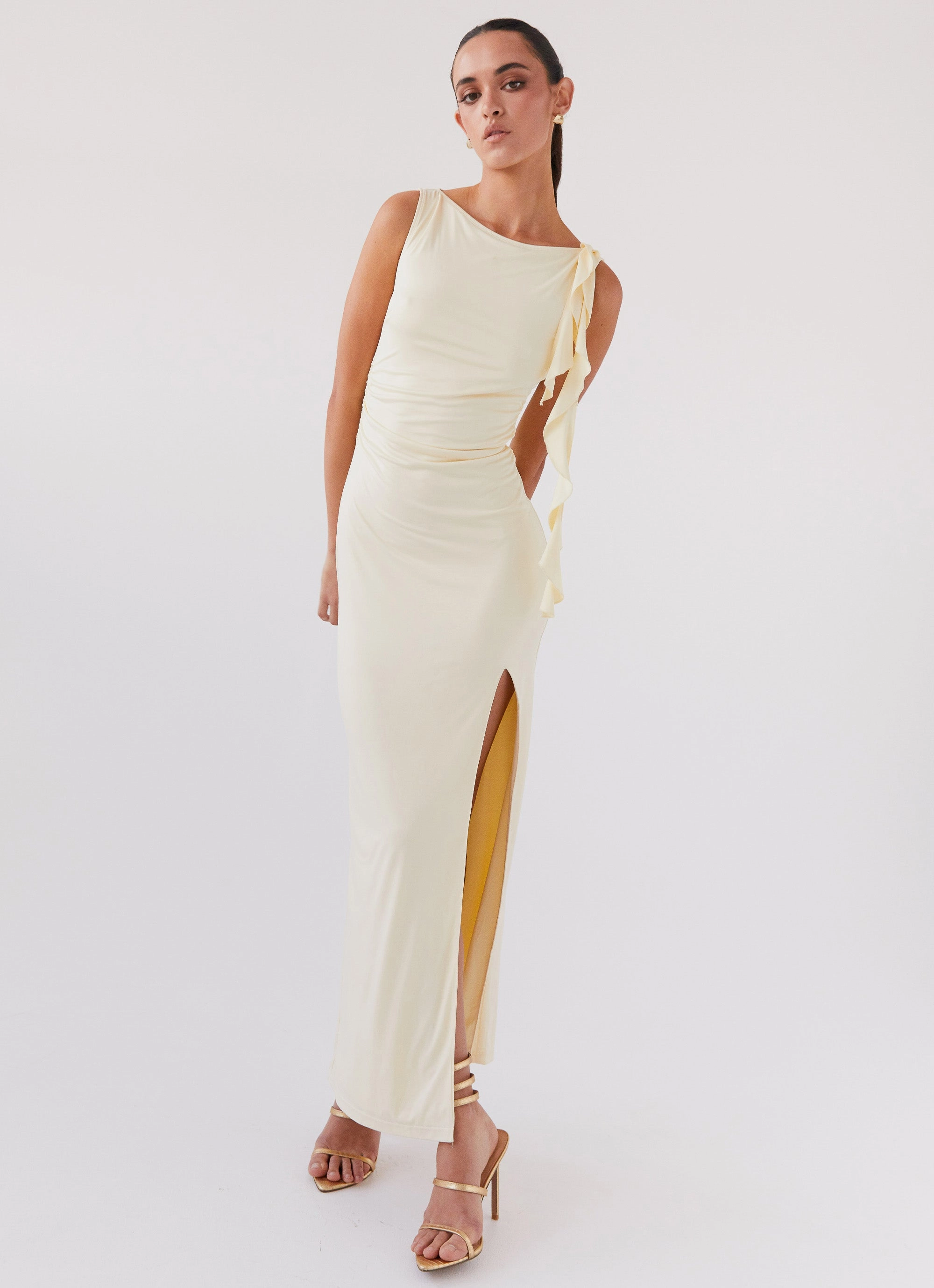 Eco Friendly Style Base Stay With Me Frill Maxi Dress - Buttercream