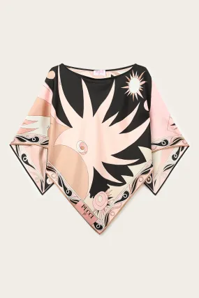 Stella Print Cape Top Contemporary Look wrinkle free