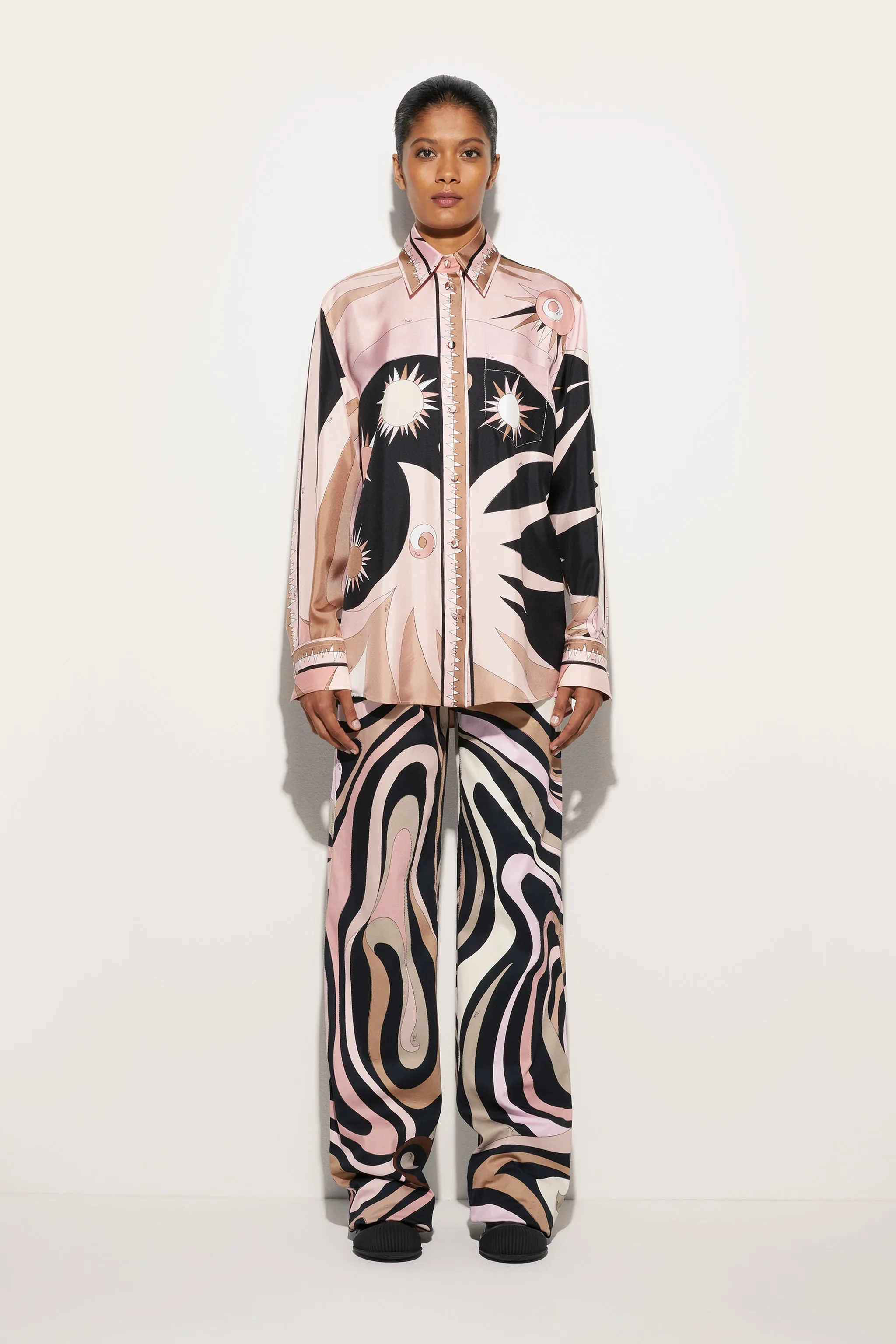 Stella Print Silk Oversized Shirt Breathable mesh