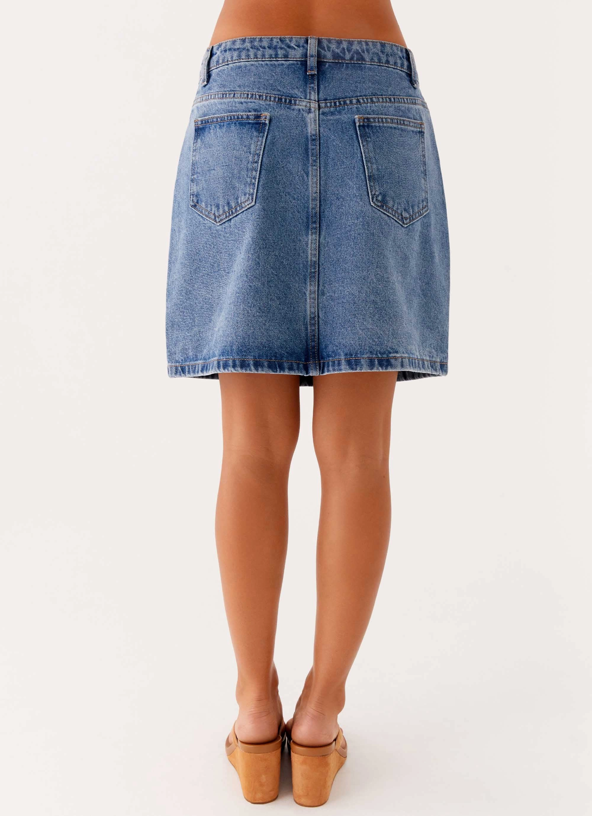 Stella Low Rise Mini Skirt - Blue Delicate Details