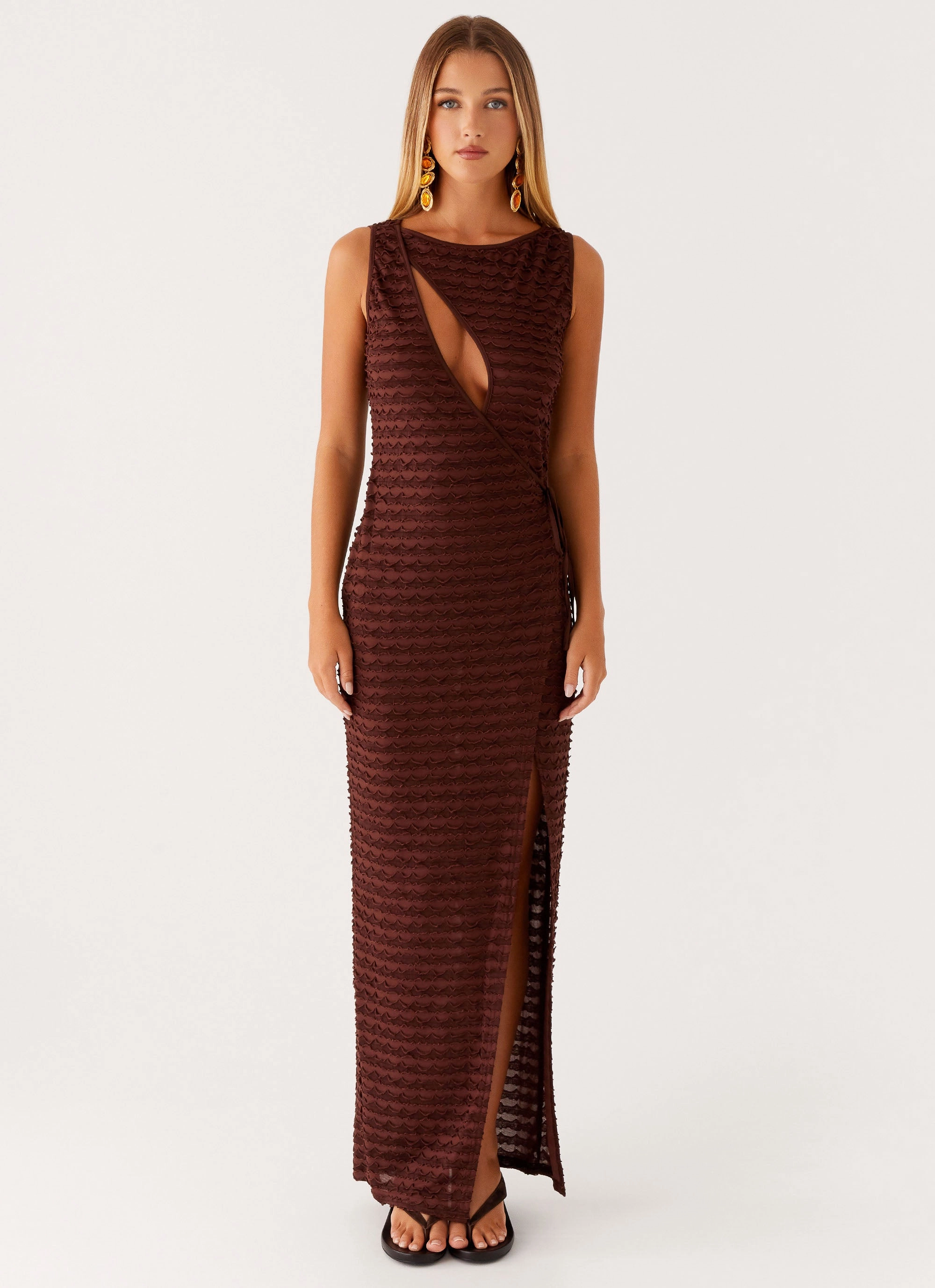 Sterling Wrap Maxi Dress - Chocolate Easy Look Resort Outfit