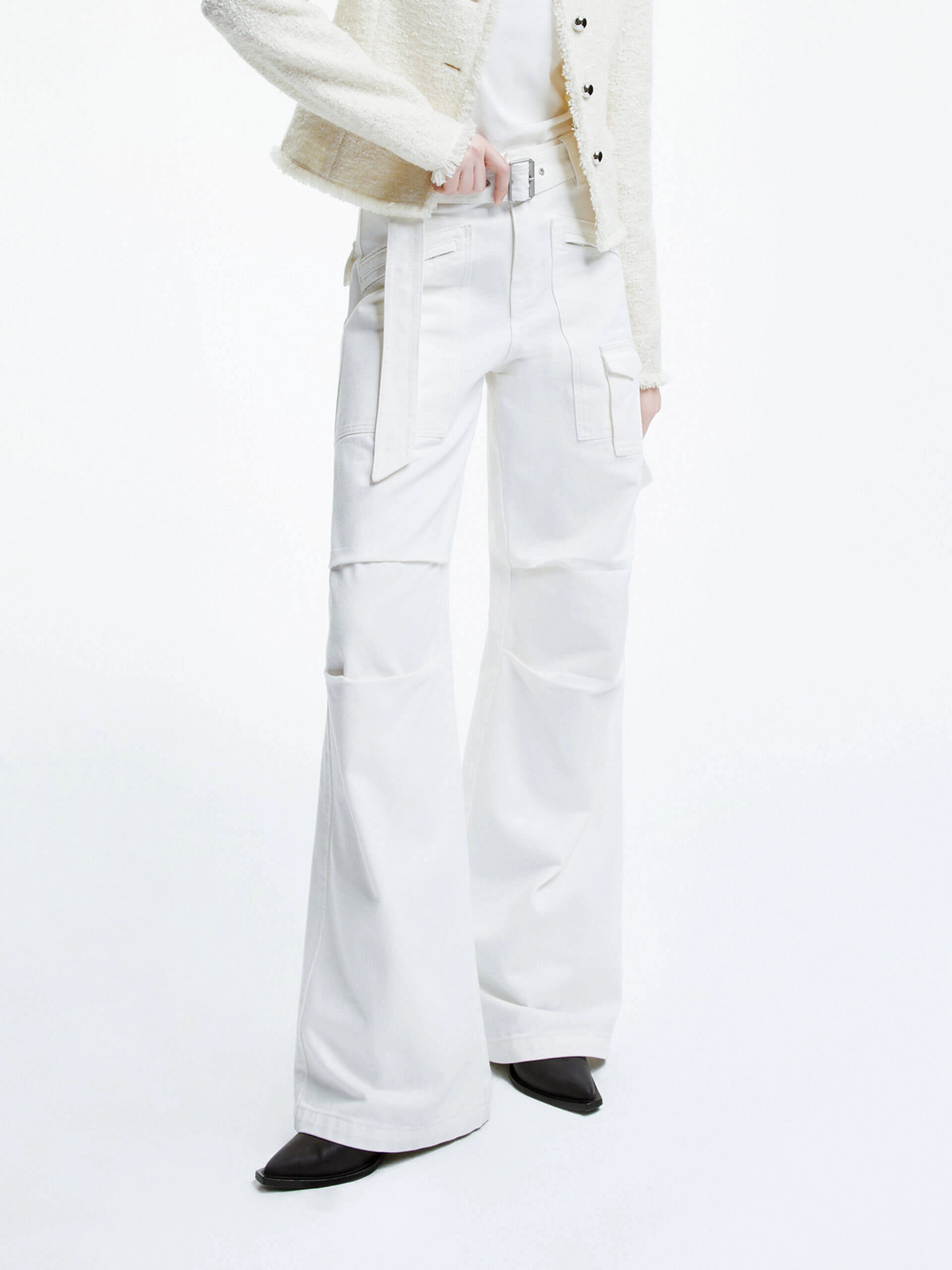 All-Purpose Use All Day Wear Straight Cargo Jeans with Belt