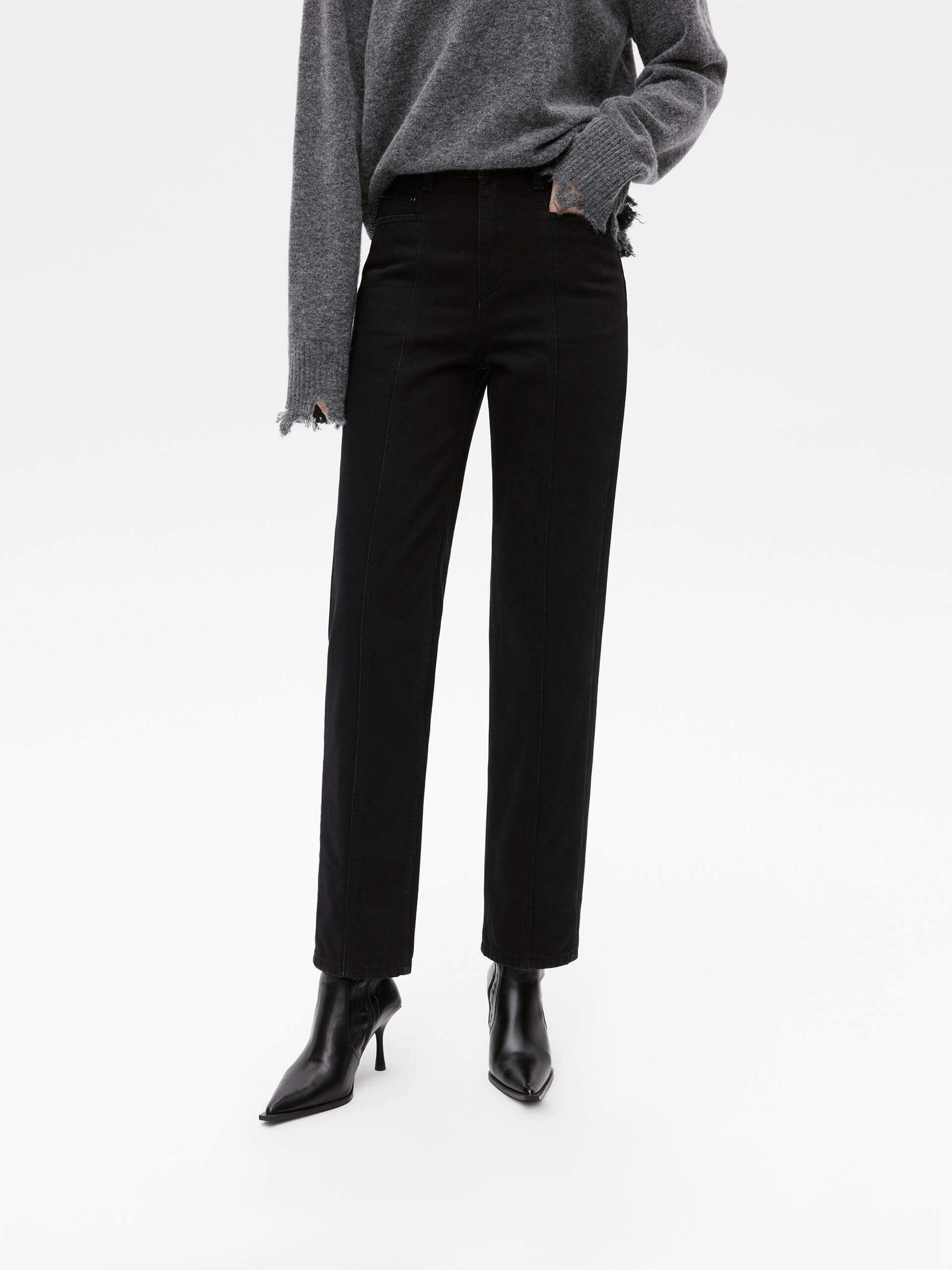 Fitted Comfort Straight Leg Raw Detail Jeans