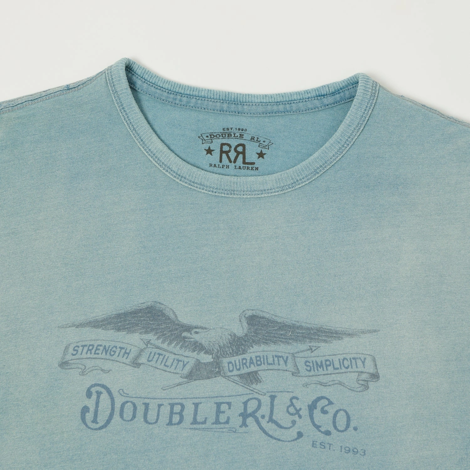 Comfy Essentials RRL Distressed Jersey Graphic T-Shirt - Washed Indigo