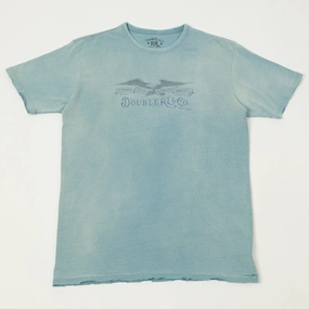 RRL Distressed Jersey Graphic T-Shirt - Washed Indigo Easy Wear Option