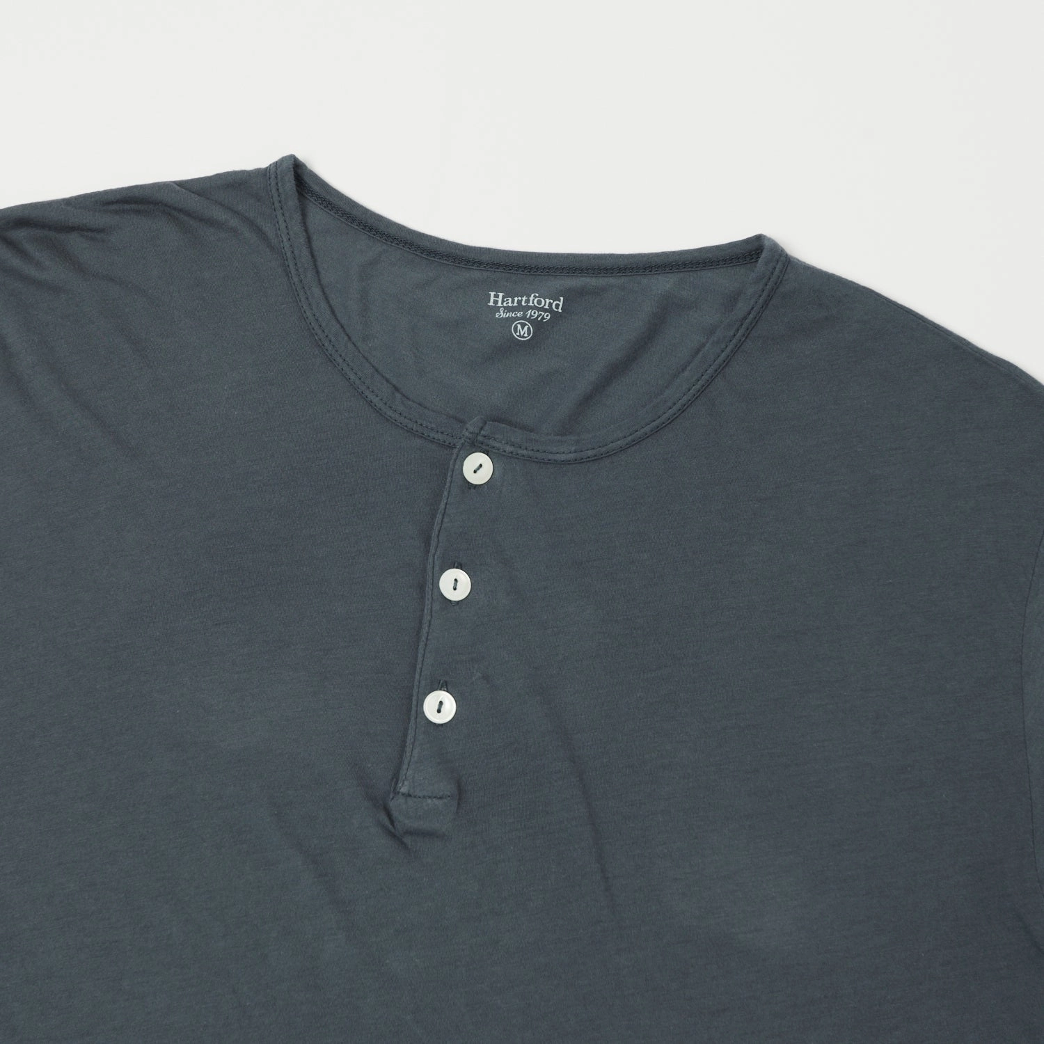 Wide Neck Opening Hartford Lightweight Jersey Henley - Thunder
