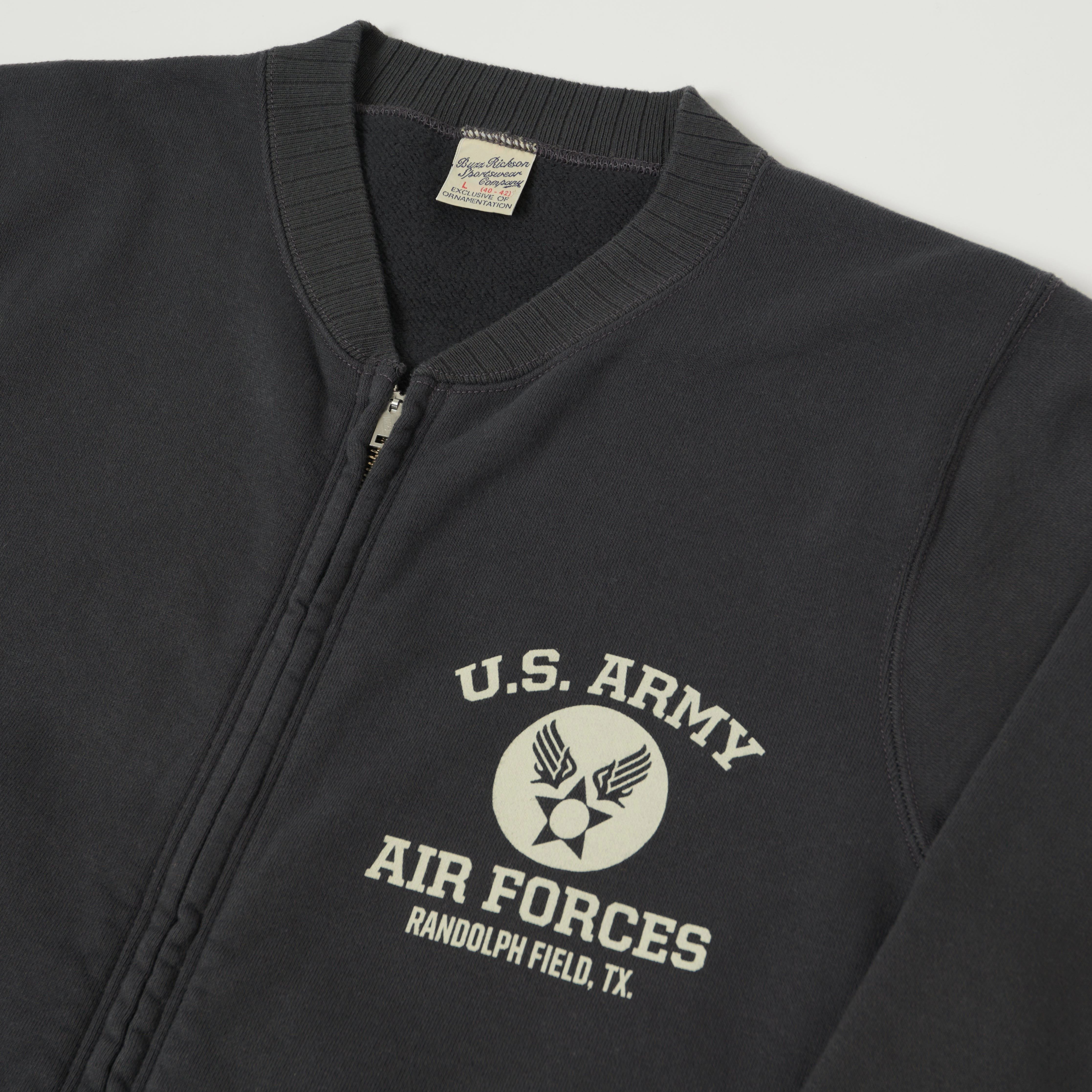 Fashionable Look Buzz Rickson's U.S. Army Air Forces Zip Sweatshirt - Black