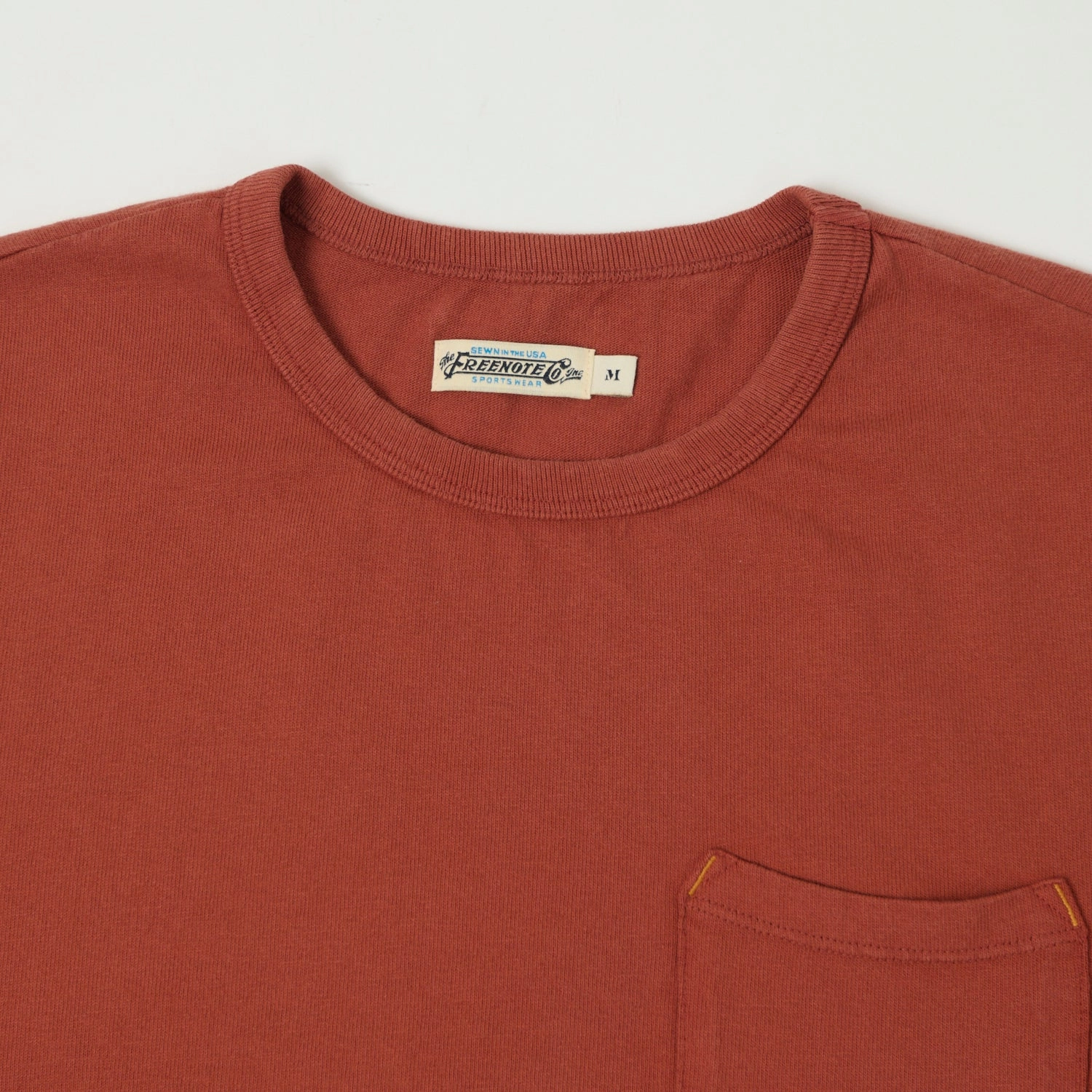 Freenote Cloth Heavyweight 13oz Pocket T-Shirt - Rust Lint Resistant Surface Quick Access
