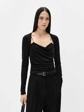 Square Neck Pleated Top Mountain Escape Versatile Design