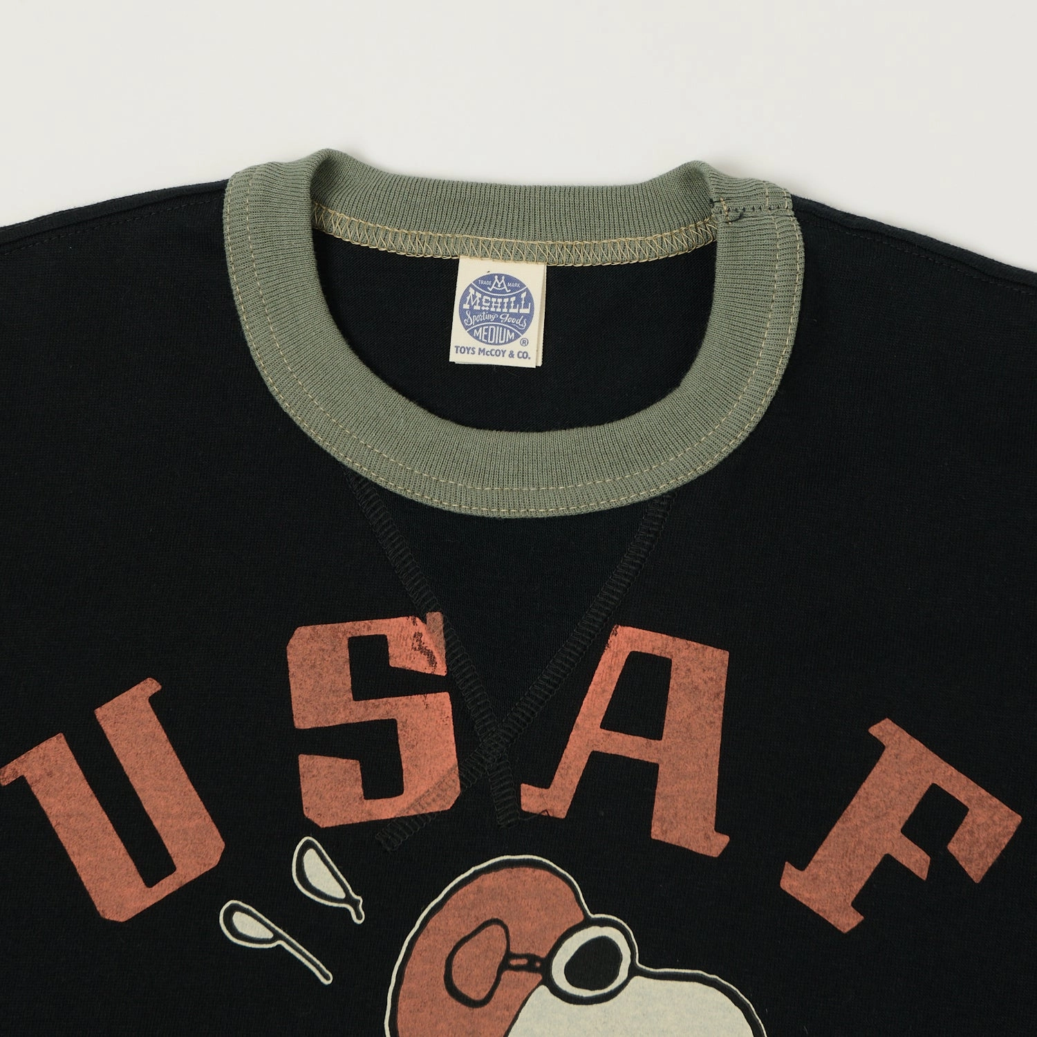 TOYS McCOY 'Snoopy USAF Flying Ace' Ringer T-Shirt - Black Temperature Control Fabric