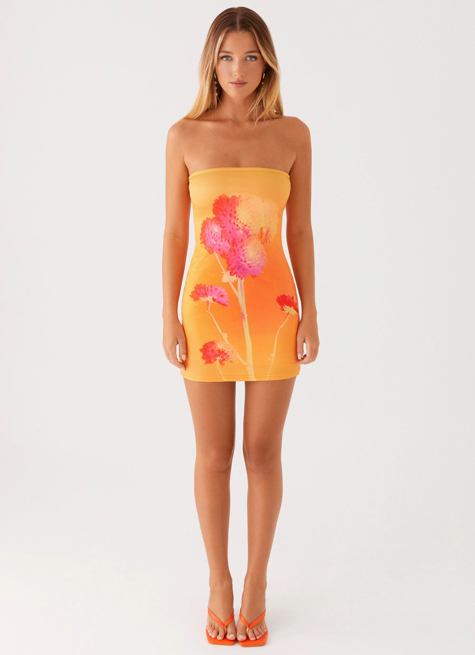 Cozy Flex Caroline Mini Dress - Orange Floral