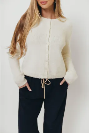 Plush Texture Elizabeth Cardigan Top in Ivory