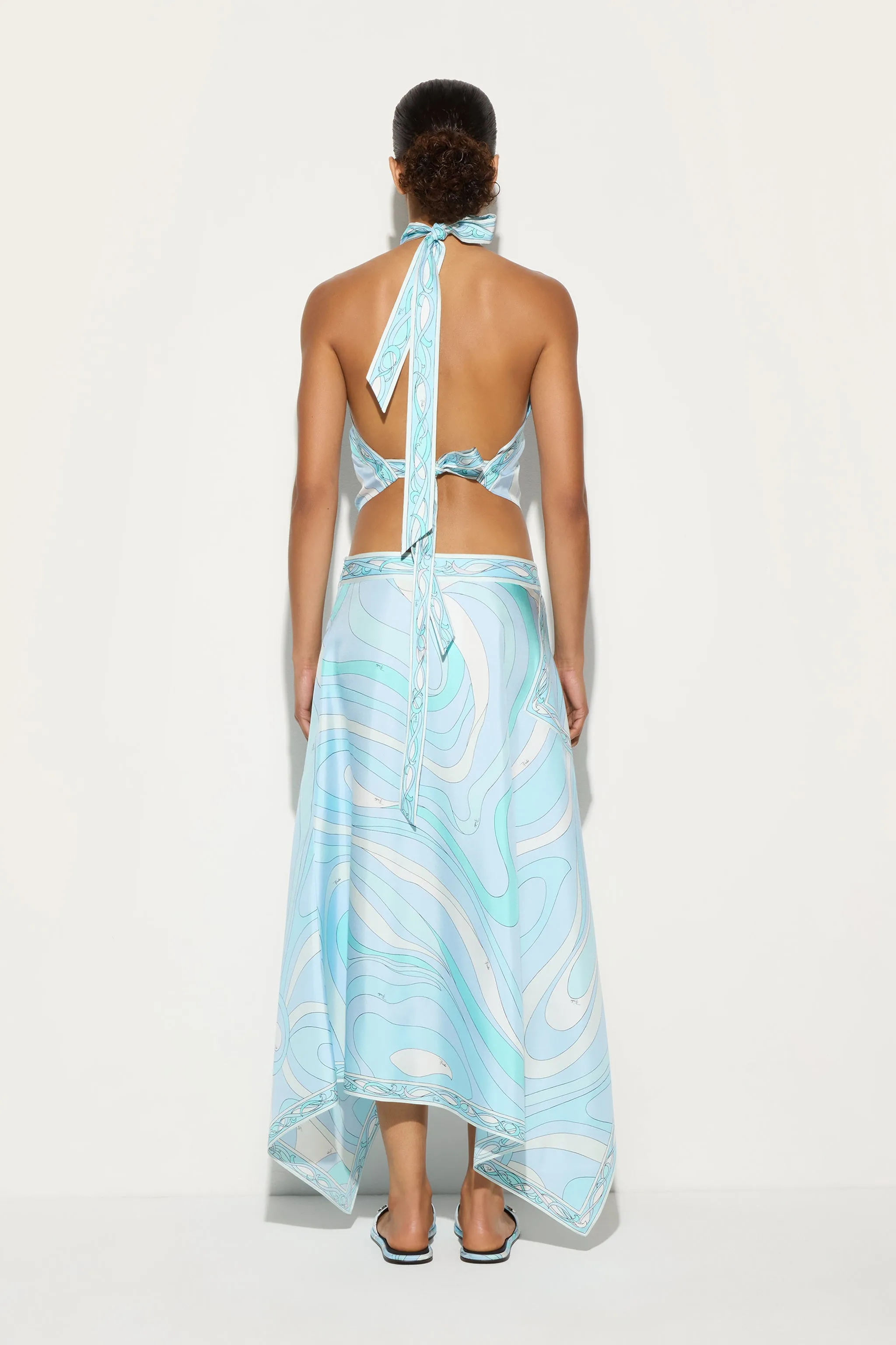 Festive Look Wrinkle Resistant Finish Marmo Print Silk Drop Top