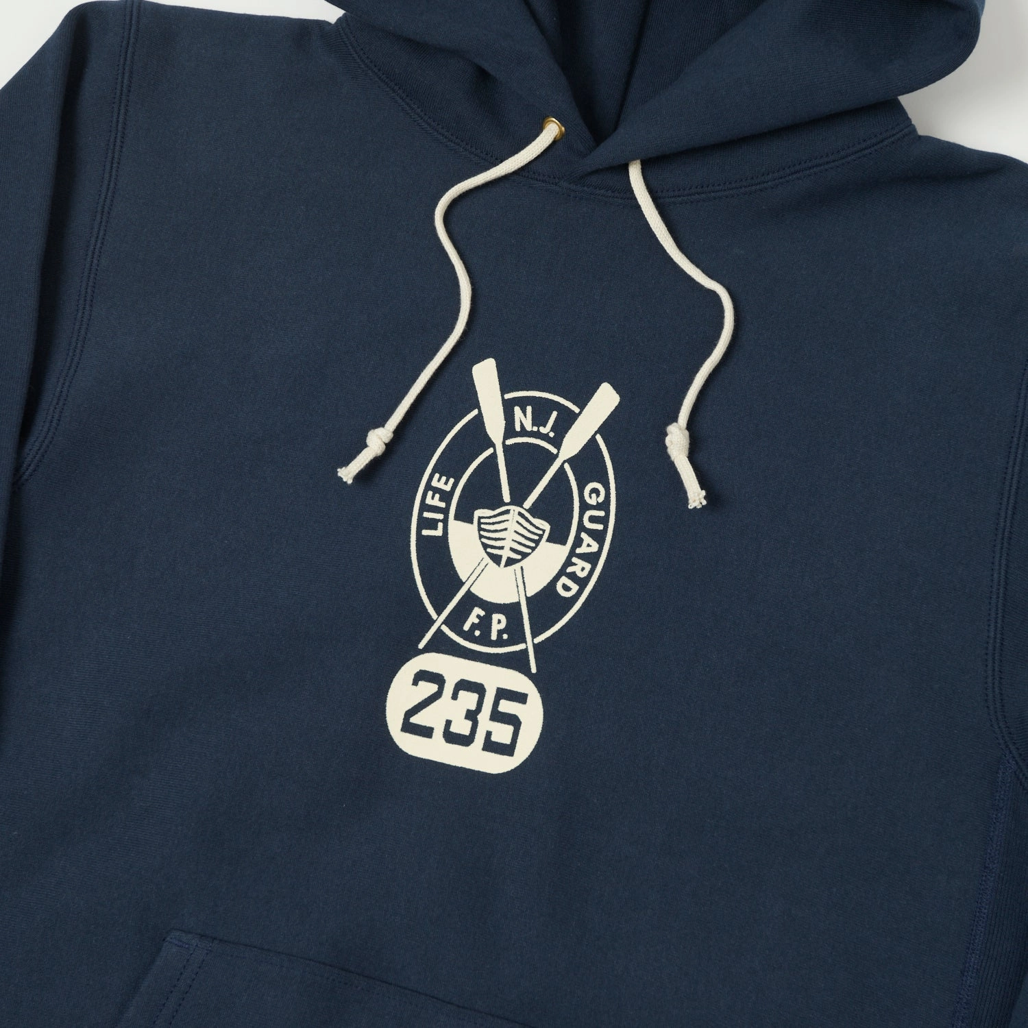 Warehouse & Co 484 'Lifeguard' Reverse Weave Hooded Sweatshirt - Navy Comfy All Day