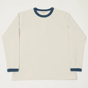 Jackman Long Sleeve Dotsume T-Shirt - Rosin White/Blue Stretch waistband Comfortable Wear