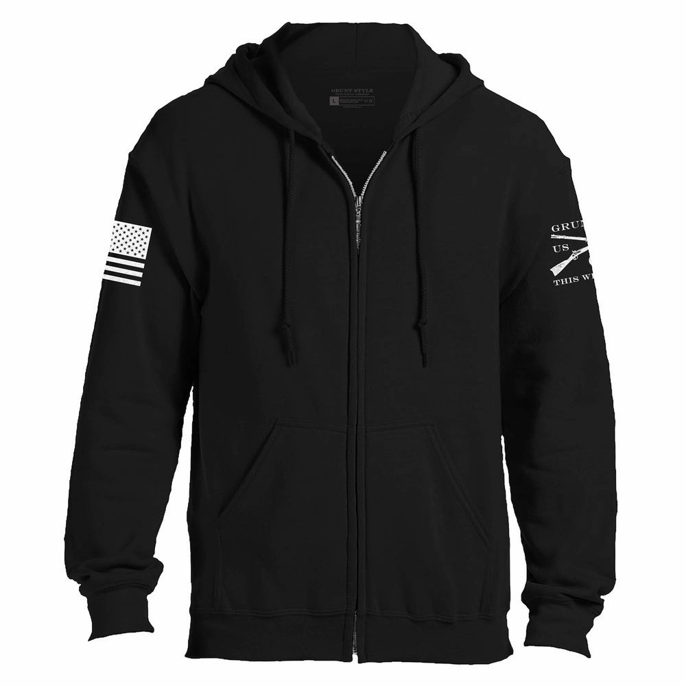 Grunt Style Basic Full-Zip Hoodie - Black Monochrome Look
