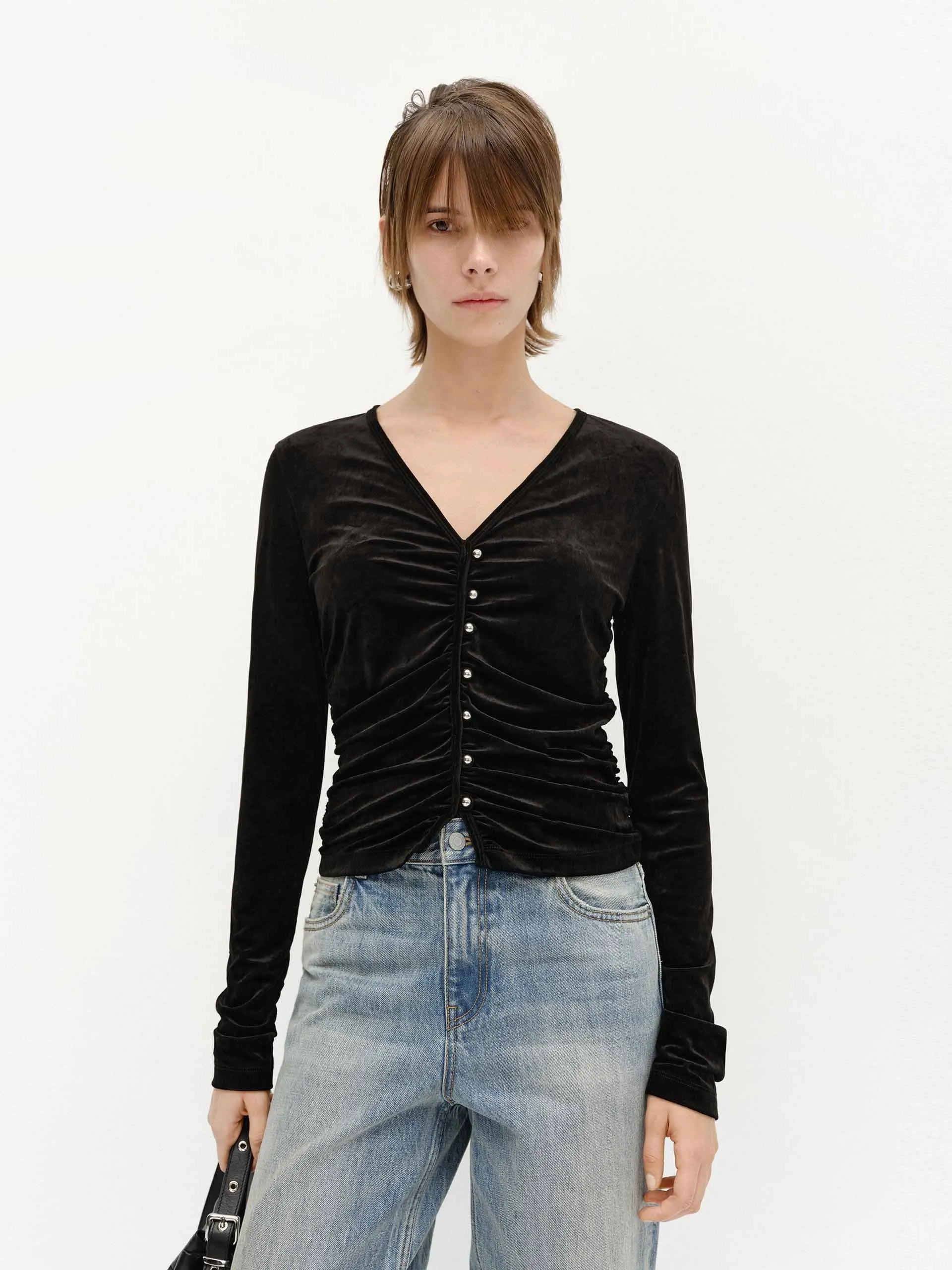 Budget Friendly Close Fit Velvet Top
