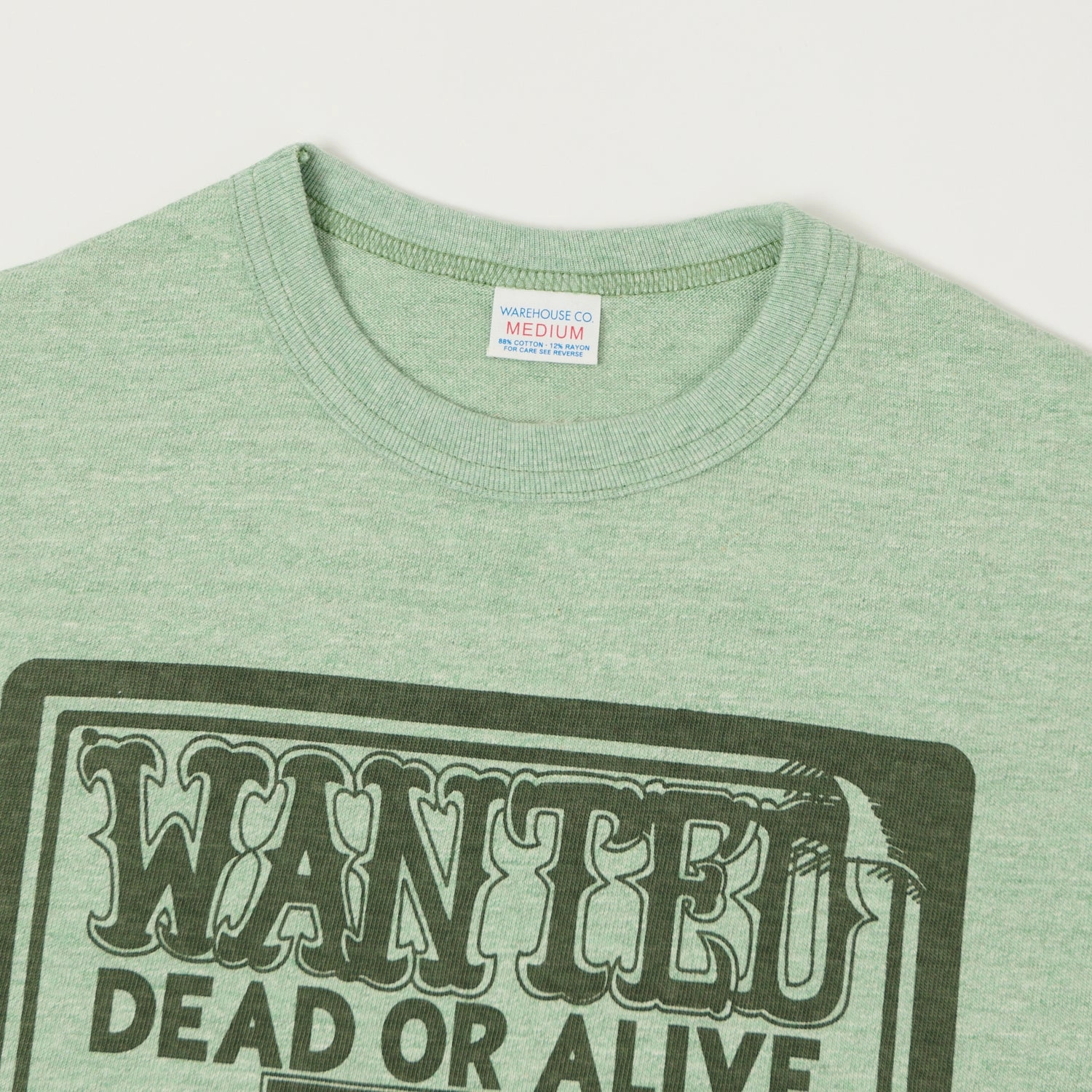 Warehouse & Co 4096 'Wanted' T-Shirt - Heather Green Flexible Waist Sporty and Cool