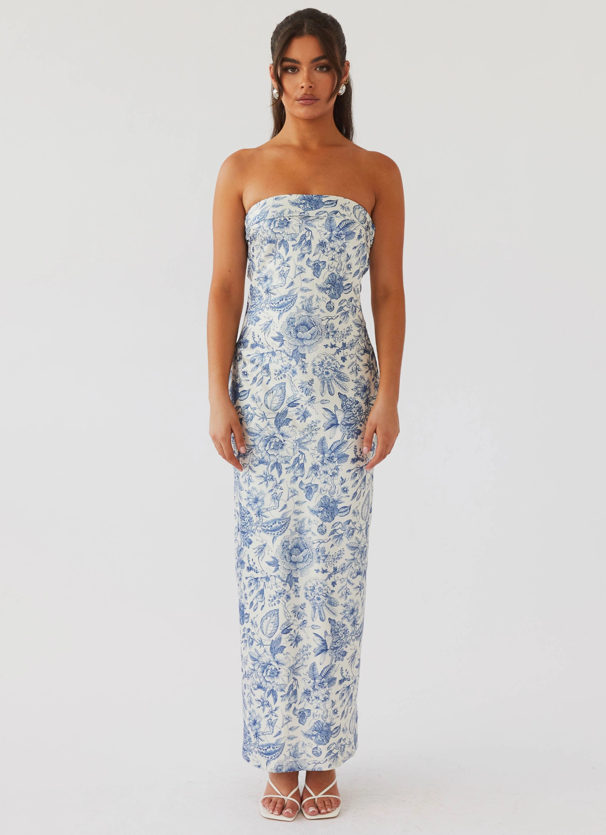 Formal Setting Striped-Pattern Summer Lover Maxi Dress - Blue Paisley