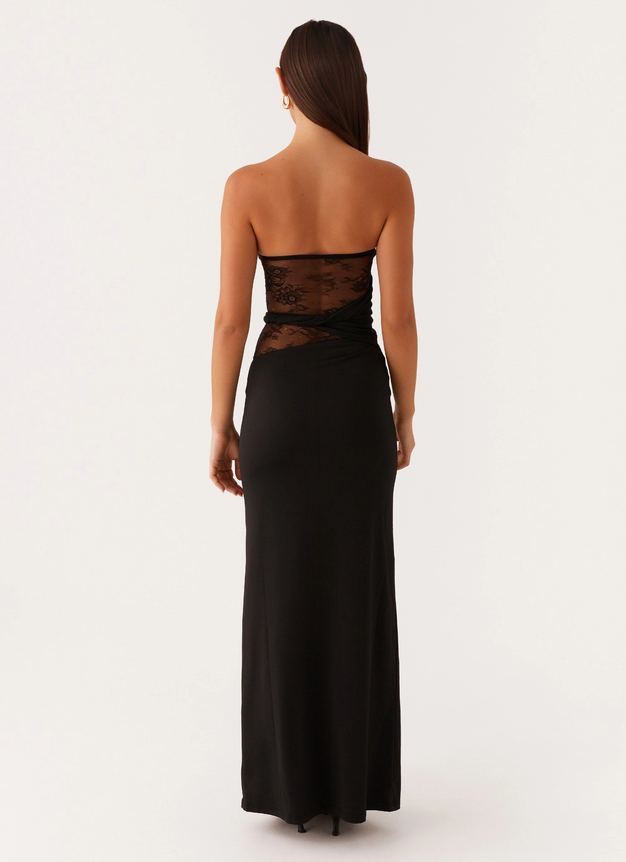 Karma Strapless Maxi Dress - Black Clean Outfit