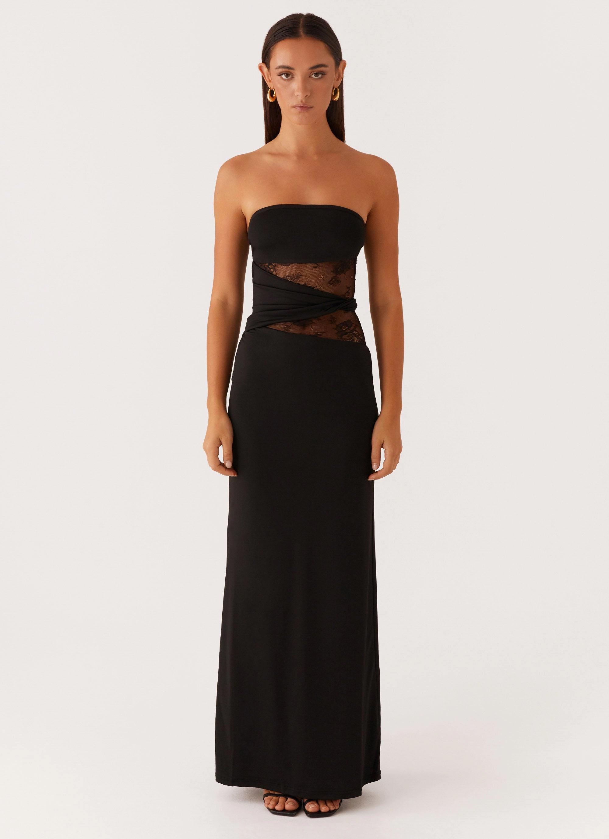Timeless Comfort Chic Silhouette Karma Strapless Maxi Dress - Black