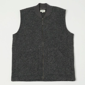 Hartford Knitted Wool Vest - Charcoal Abrasion Resistant Material