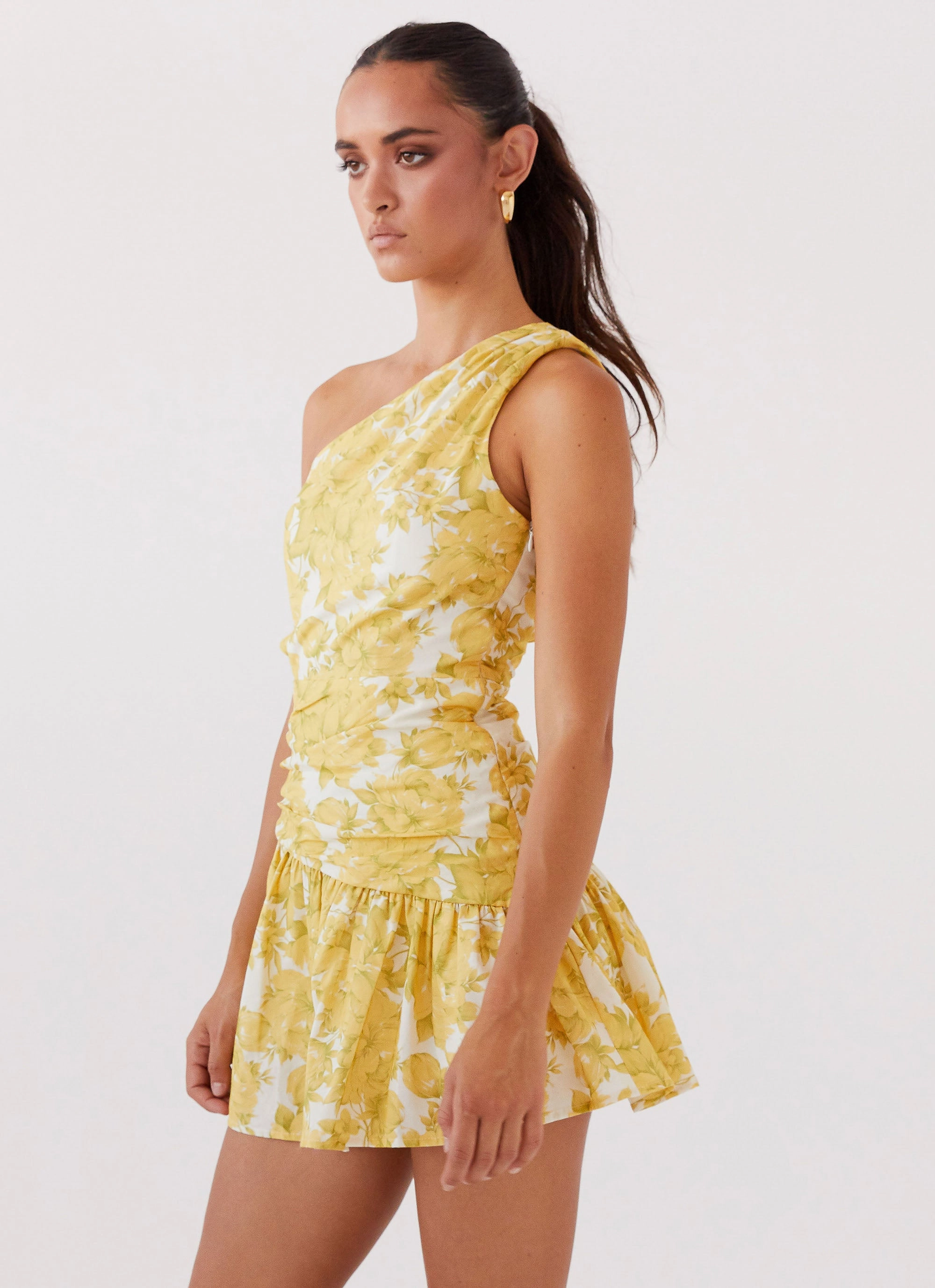 Sunkissed Hearts One Shoulder Mini Dress - Daffodil Perfect Fit Look