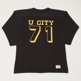 Warehouse & Co 4063 'U City' 3/4 Sleeve Football T-Shirt - Black Ultimate Fit Bold Statement