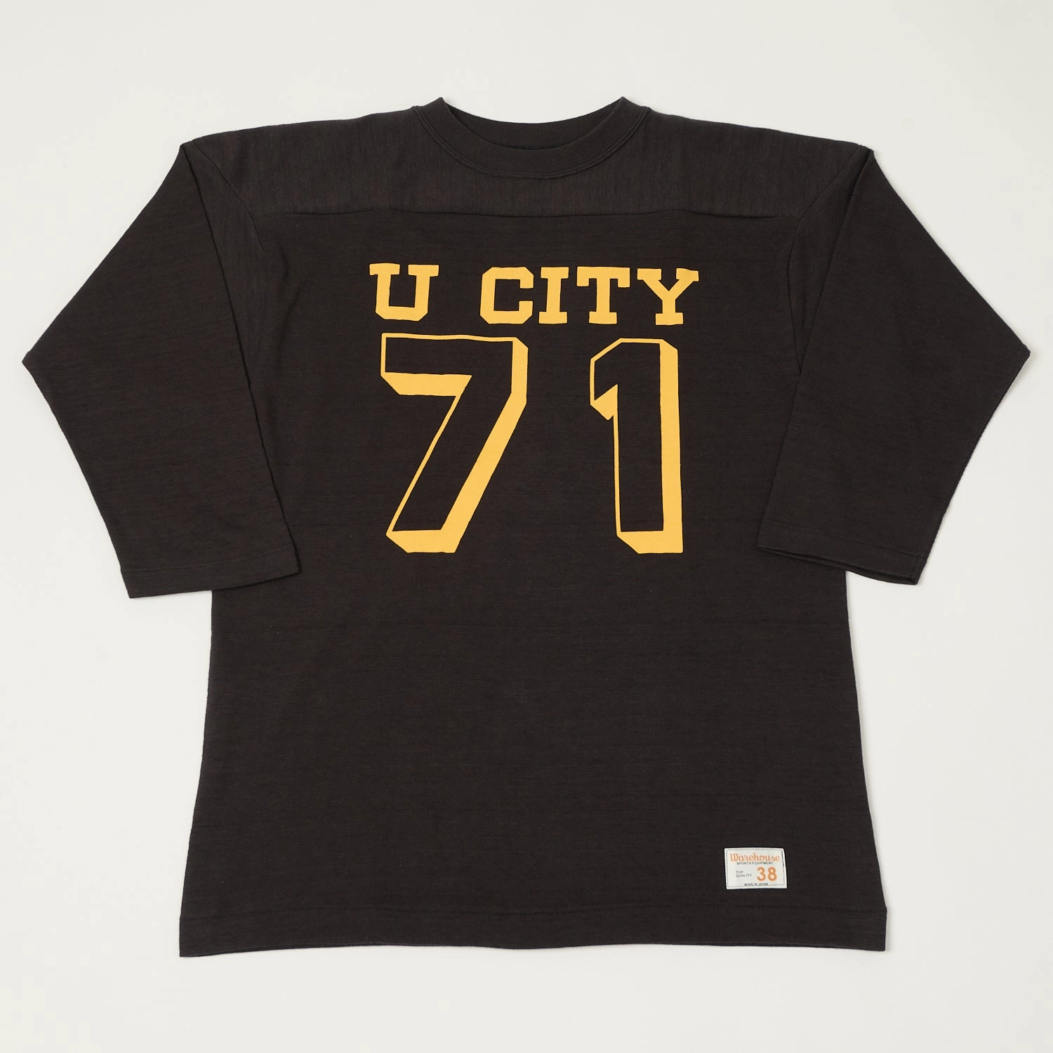 Warehouse & Co 4063 'U City' 3/4 Sleeve Football T-Shirt - Black Ultimate Fit Bold Statement