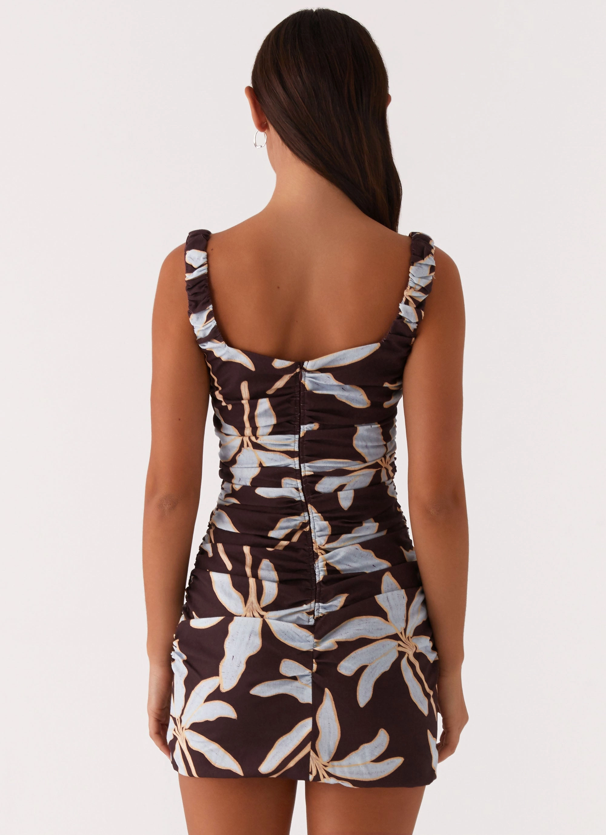 Daily Favorite Sweet Melody Ruched Mini Dress - Opulent Brown