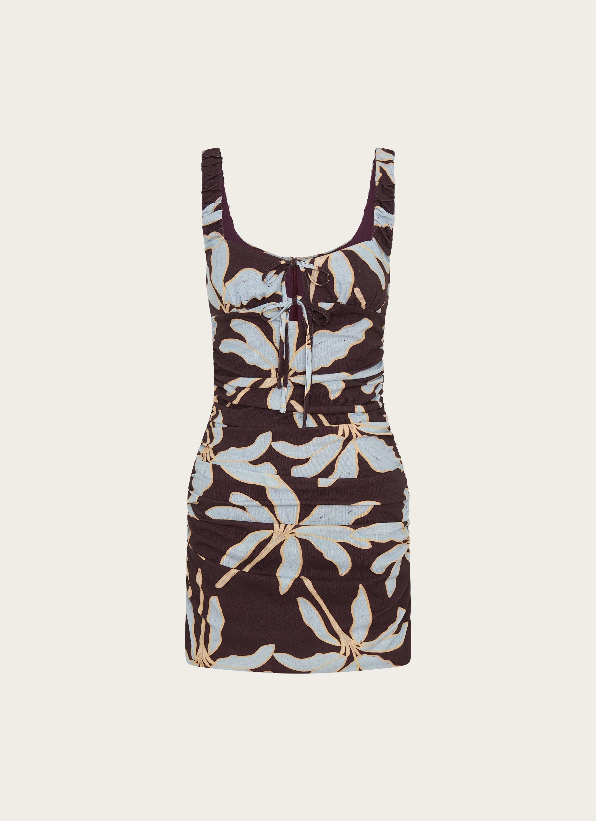 Versatile Layering Relax Draping Sweet Melody Ruched Mini Dress - Opulent Brown