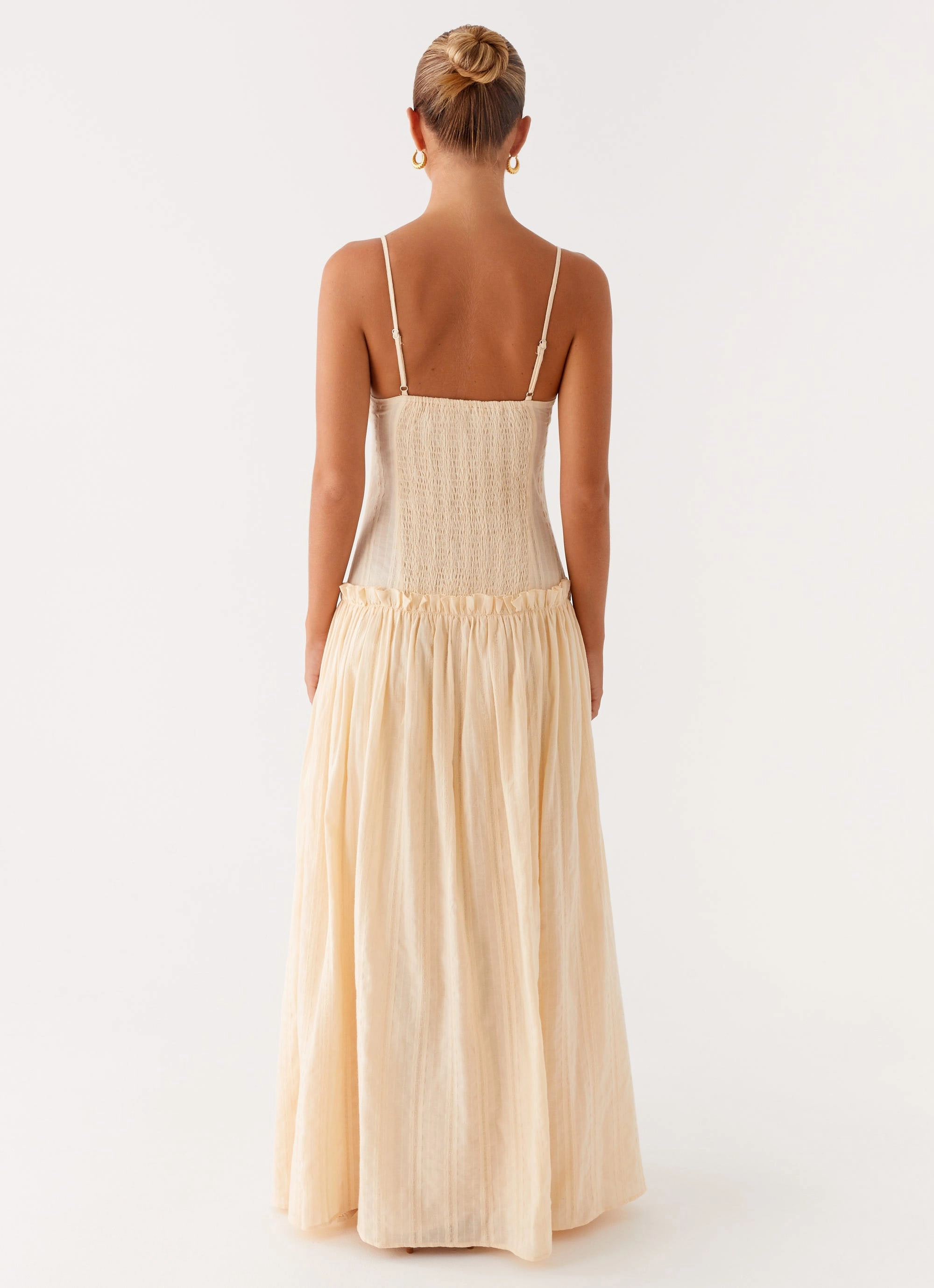 FlatlockSeam Jacinda Drop Waist Maxi Dress - Cream