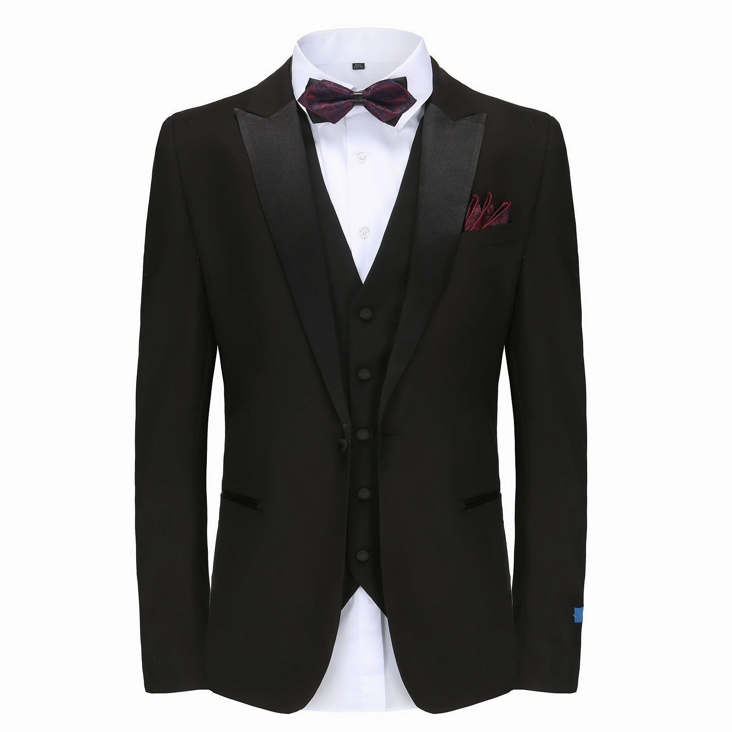 Business Attire Fit Men's Slim-Fit 3PC Satin Peak Lapel Tuxedo