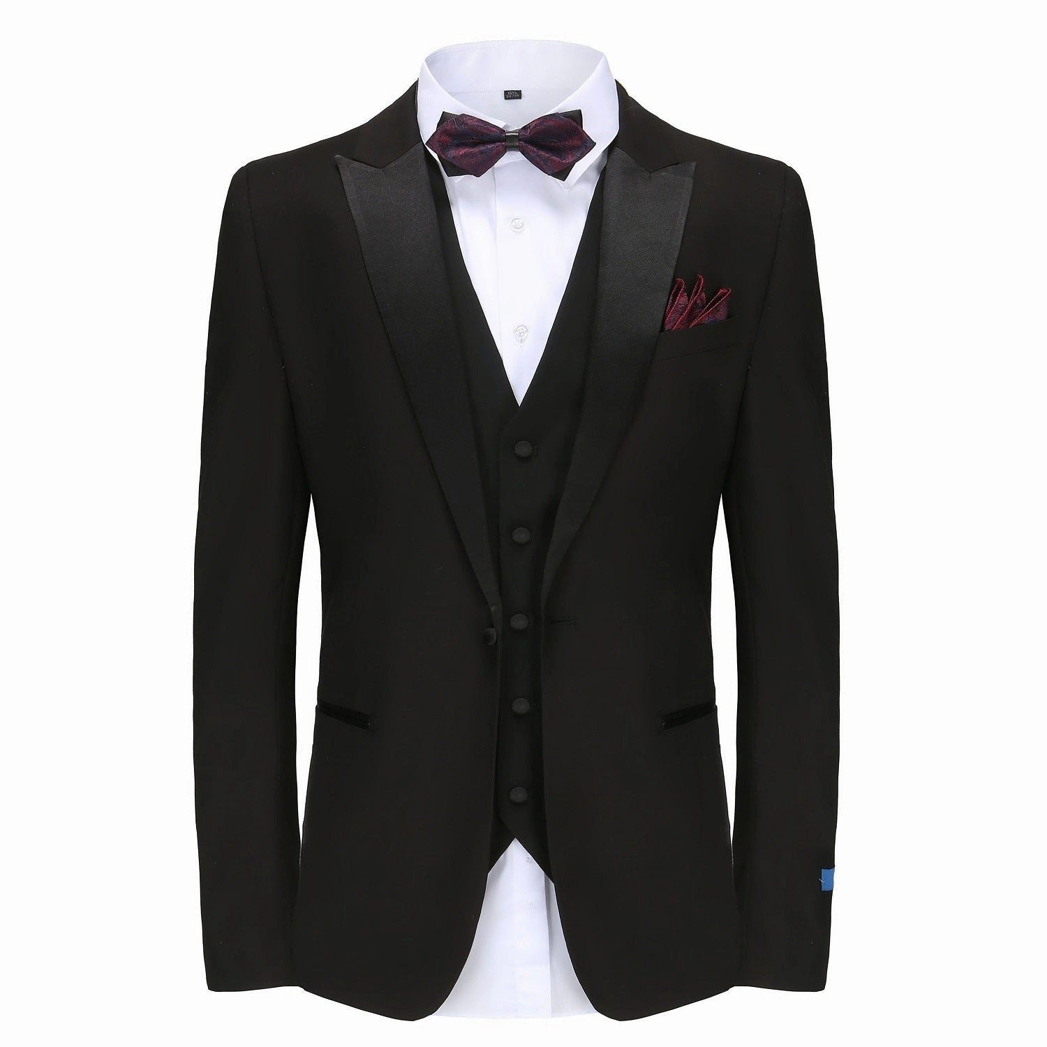 Men's Slim-Fit 3PC Satin Peak Lapel Tuxedo Casual Fit