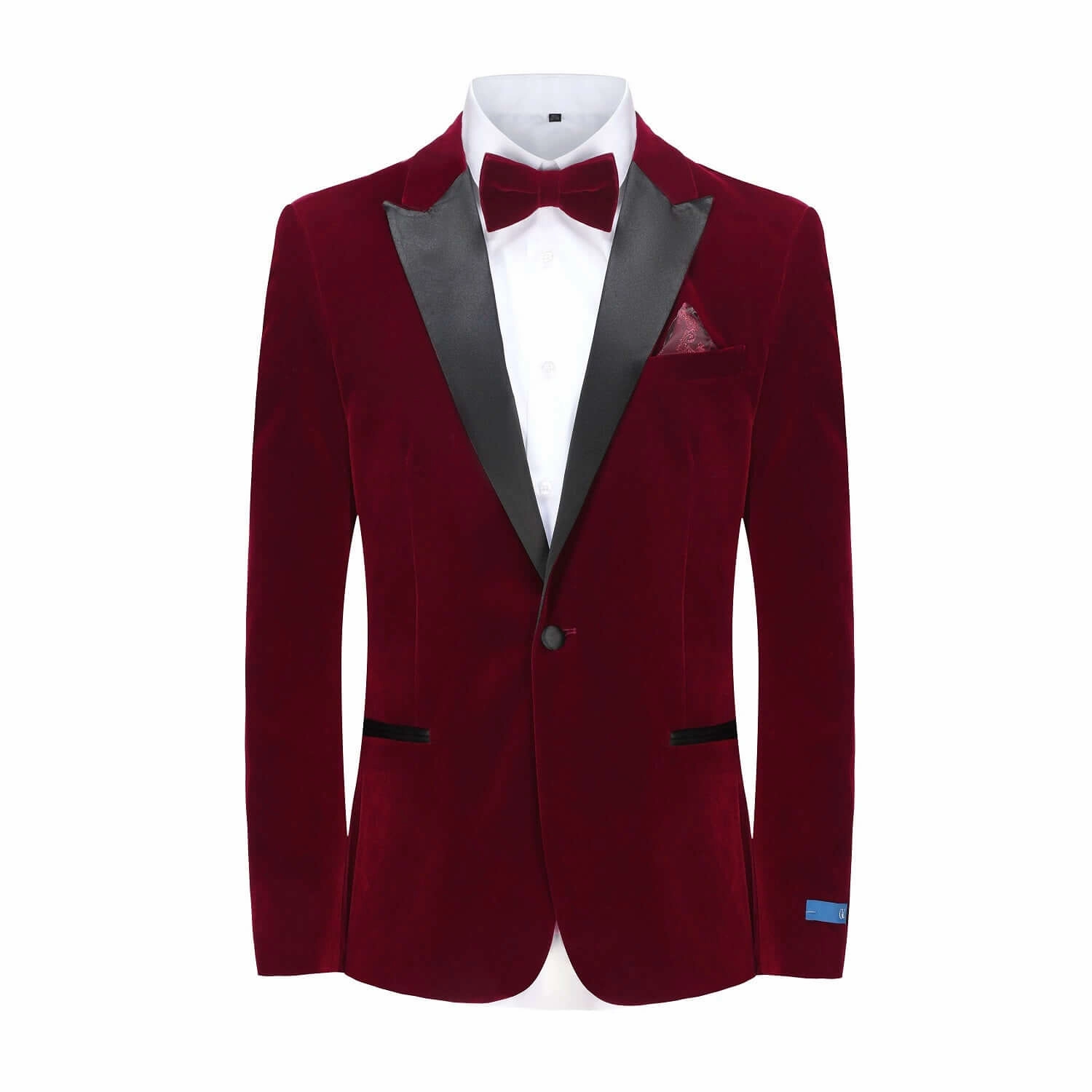 Contemporary Comfort Men's 2-Piece Velvet Peak Lapel Slim-Fit Tuxedo With Performance Stretch Pants & Bow Tie