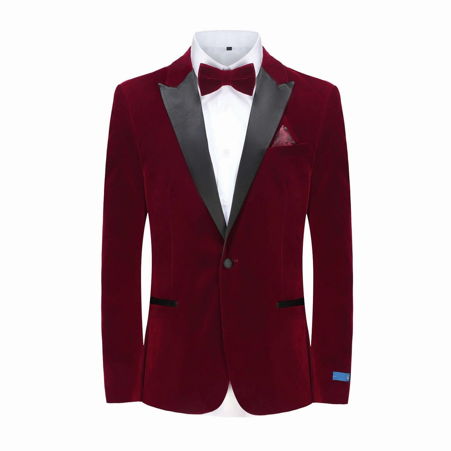 Men's 2-Piece Velvet Peak Lapel Slim-Fit Tuxedo With Performance Stretch Pants & Bow Tie Sharp Tailored Wear