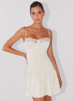 Take A Chance Bustier Mini Dress - Ivory Lightweight Wear Silky-Lining