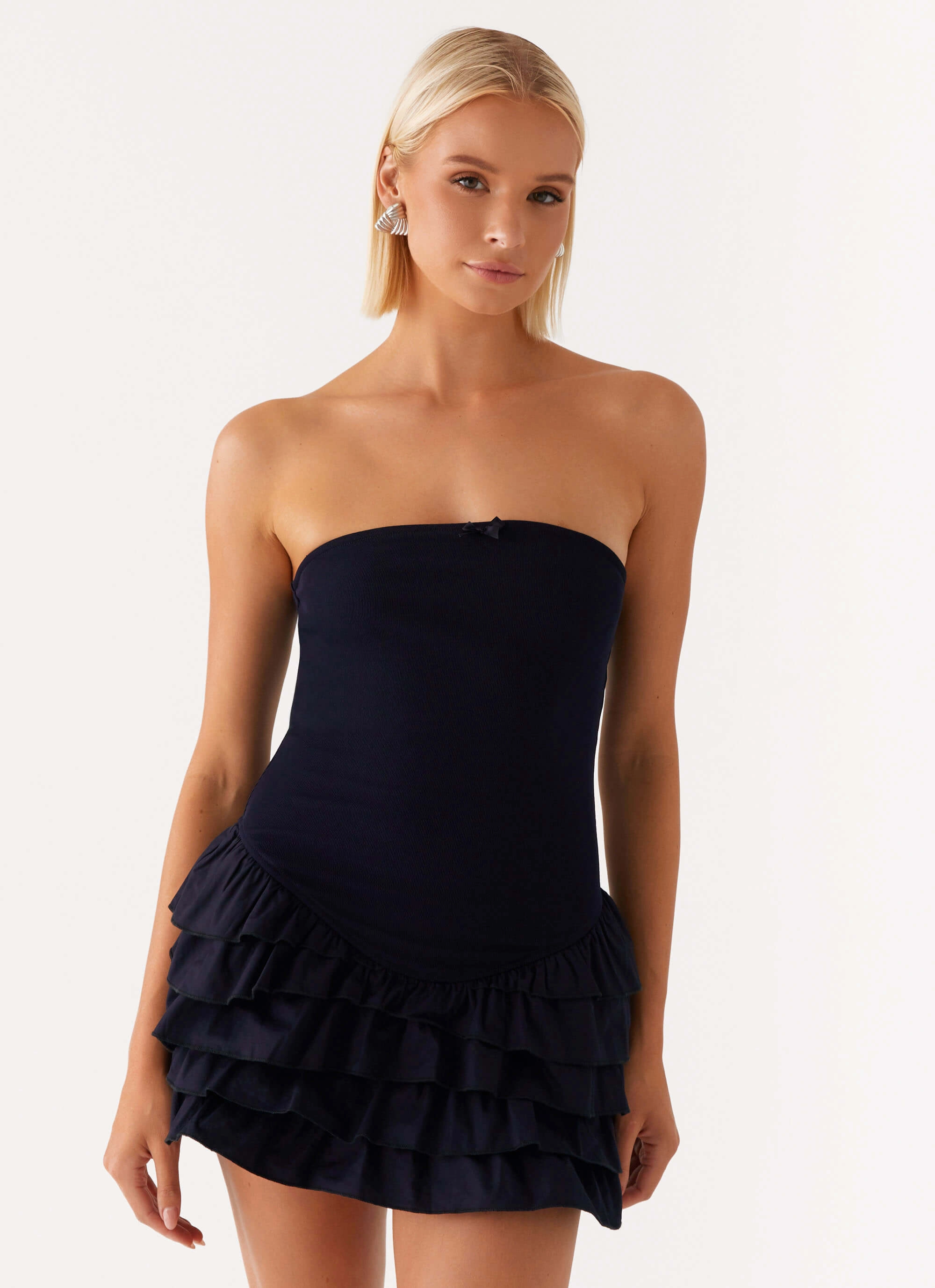 Tamay Mini Dress - Navy Refined Finish Flattering Design Wear
