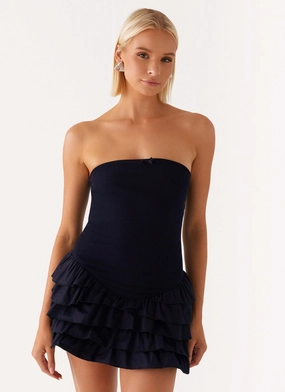 Tamay Mini Dress - Navy Refined Finish Flattering Design Wear