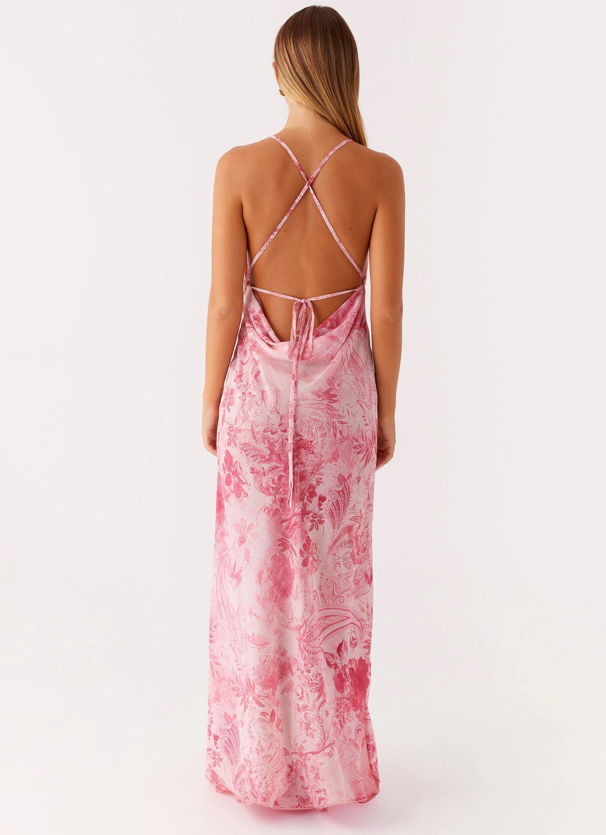 Basic Fashion Casual Style Tara Maxi Dress - Pink Print