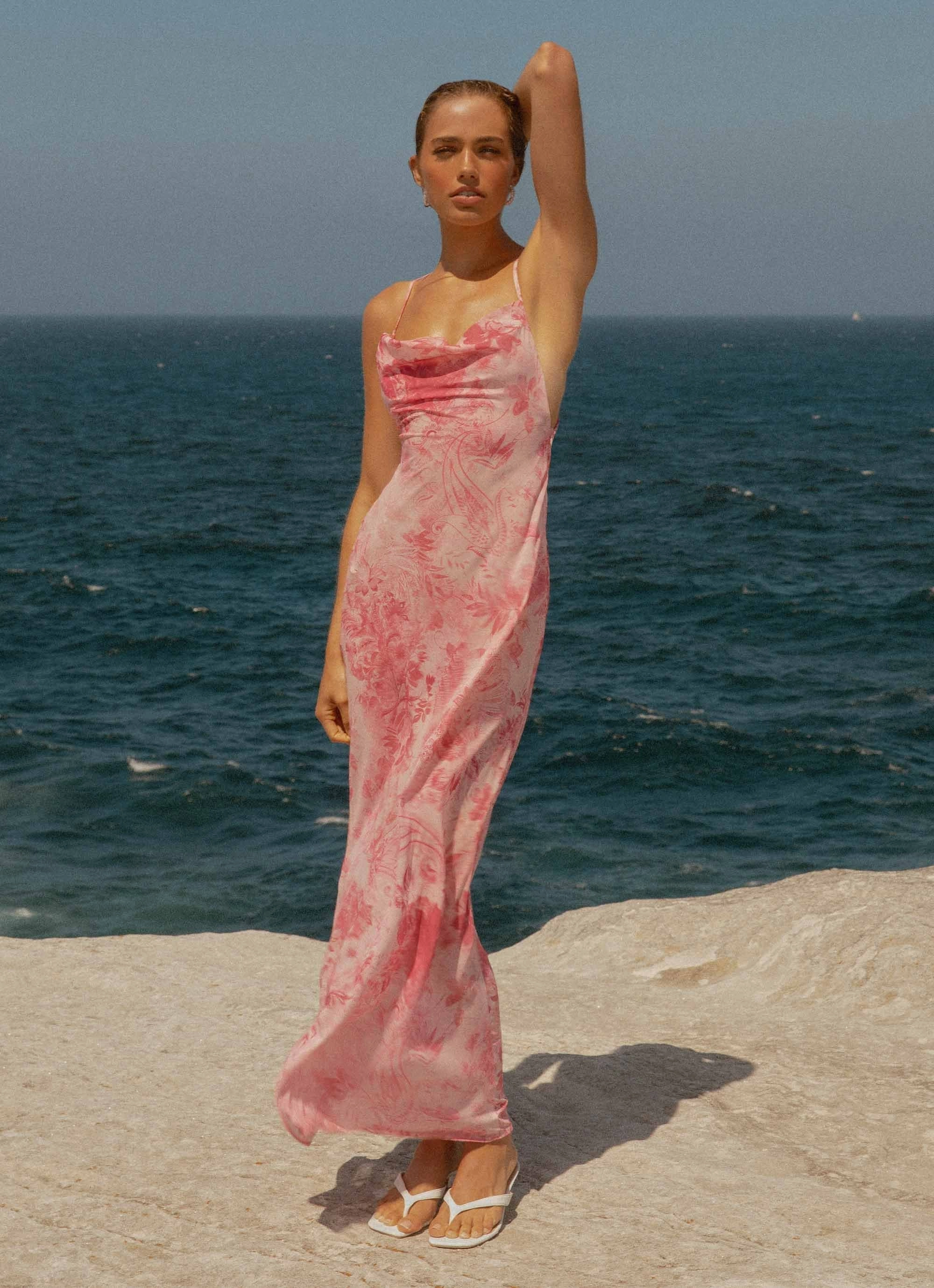 Curve Friendly Tall-Fit Tara Maxi Dress - Pink Print
