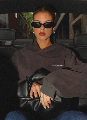 Signature Oversized Hoodie - Charcoal Indoor Event Office Glam