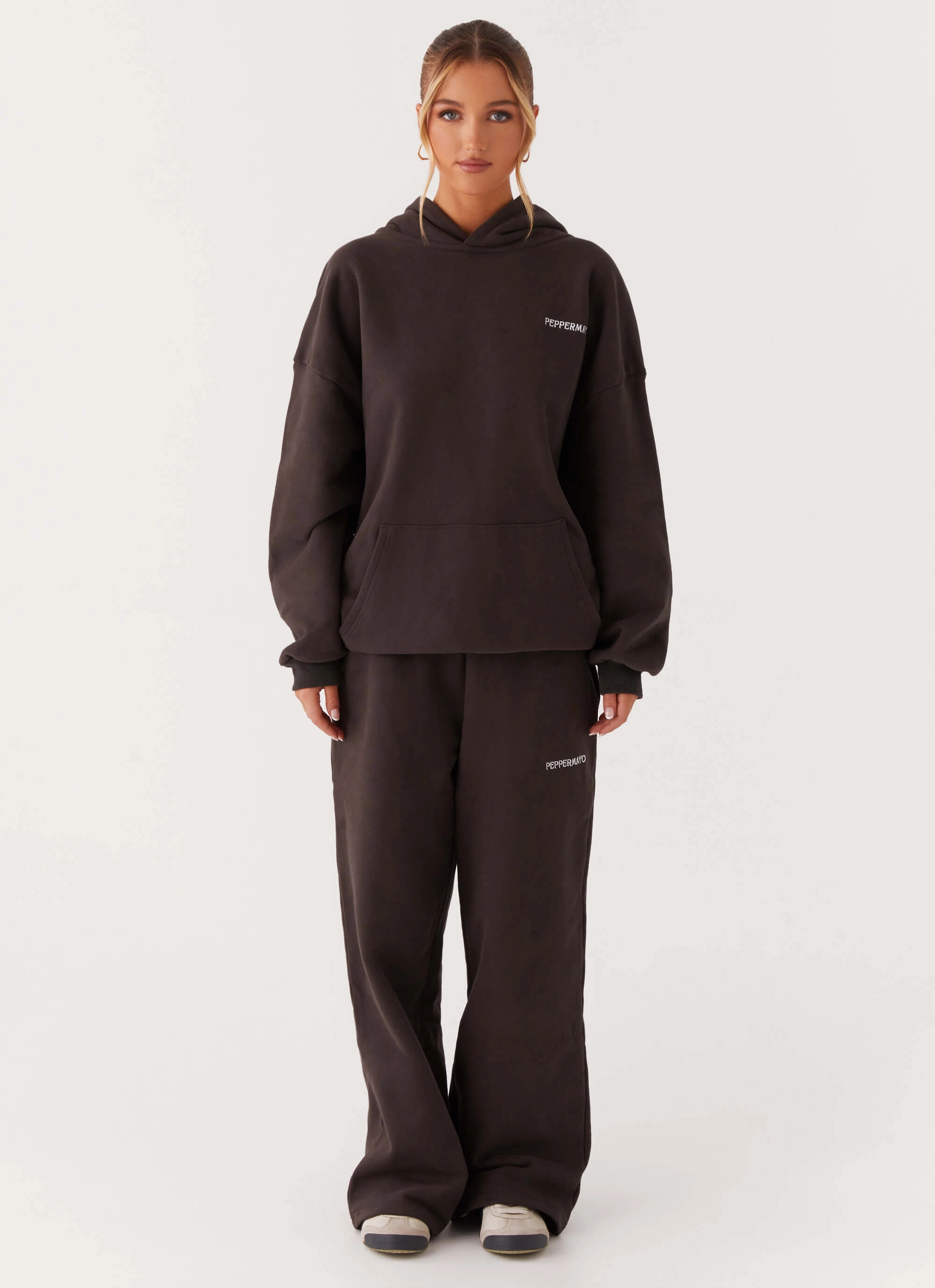 Versatile-Style Relax Form Signature Oversized Hoodie - Charcoal