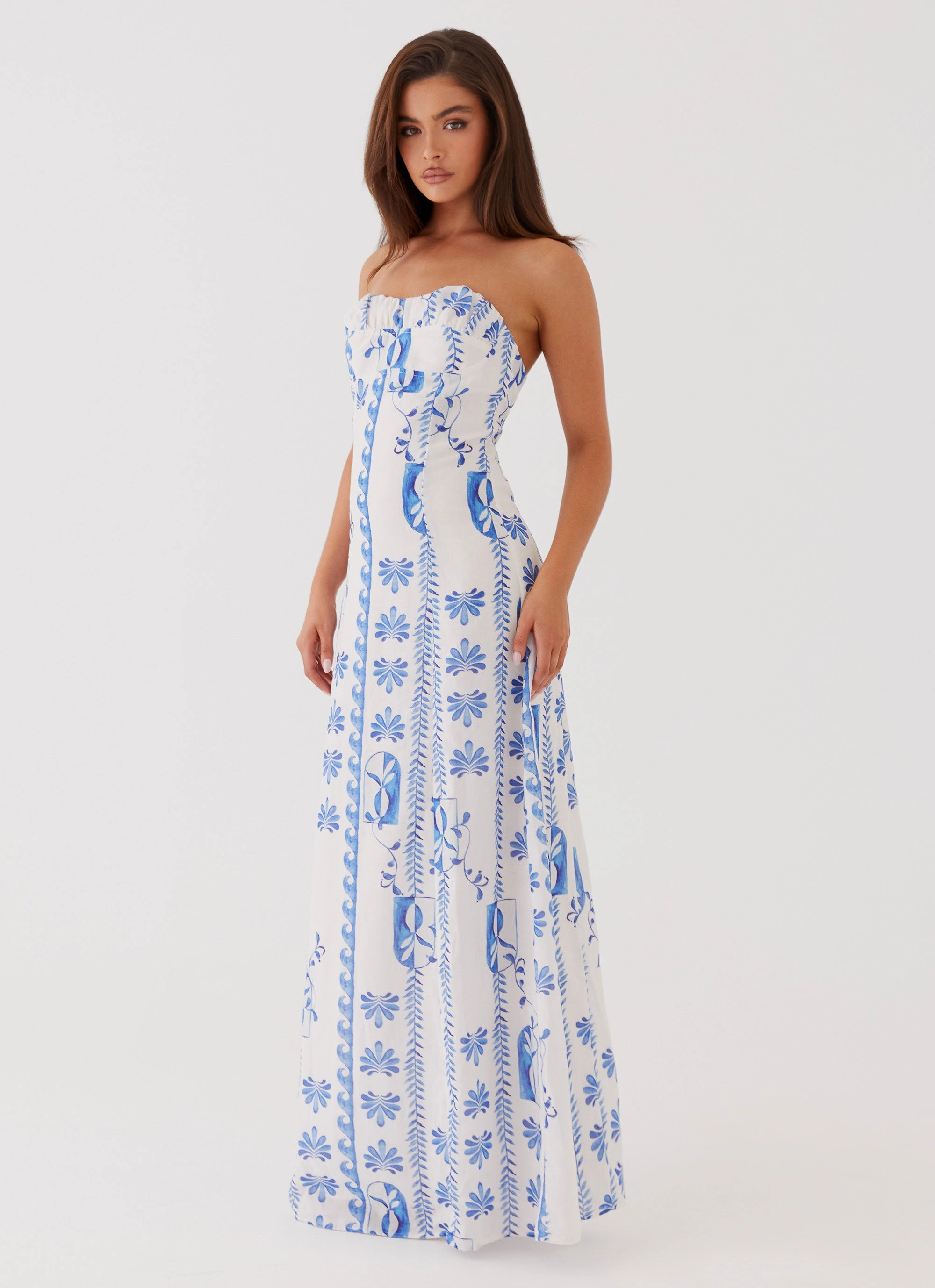 Air Beauty Tayla Linen Maxi Dress - Floral Wave