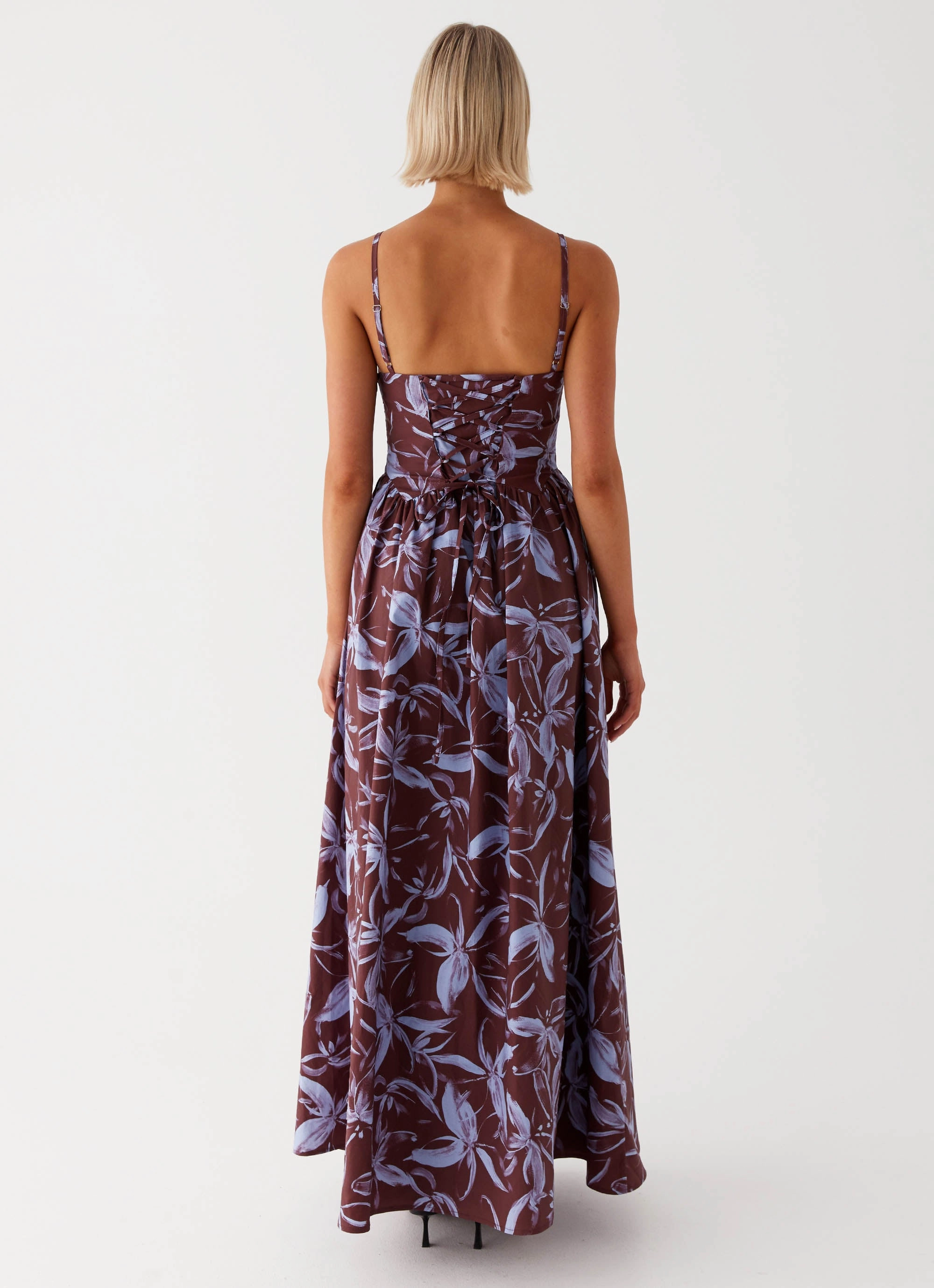 Grab Quick Tesoro Maxi Dress - Brown Purple Floral
